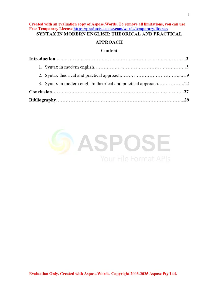 SYNTAX IN MODERN ENGLISH THEORICAL AND PRACTICAL APPROACH