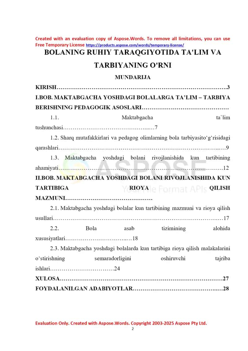 Bolaning ruhiy taraqqiyotida ta'lim va tarbiyaning o'rni