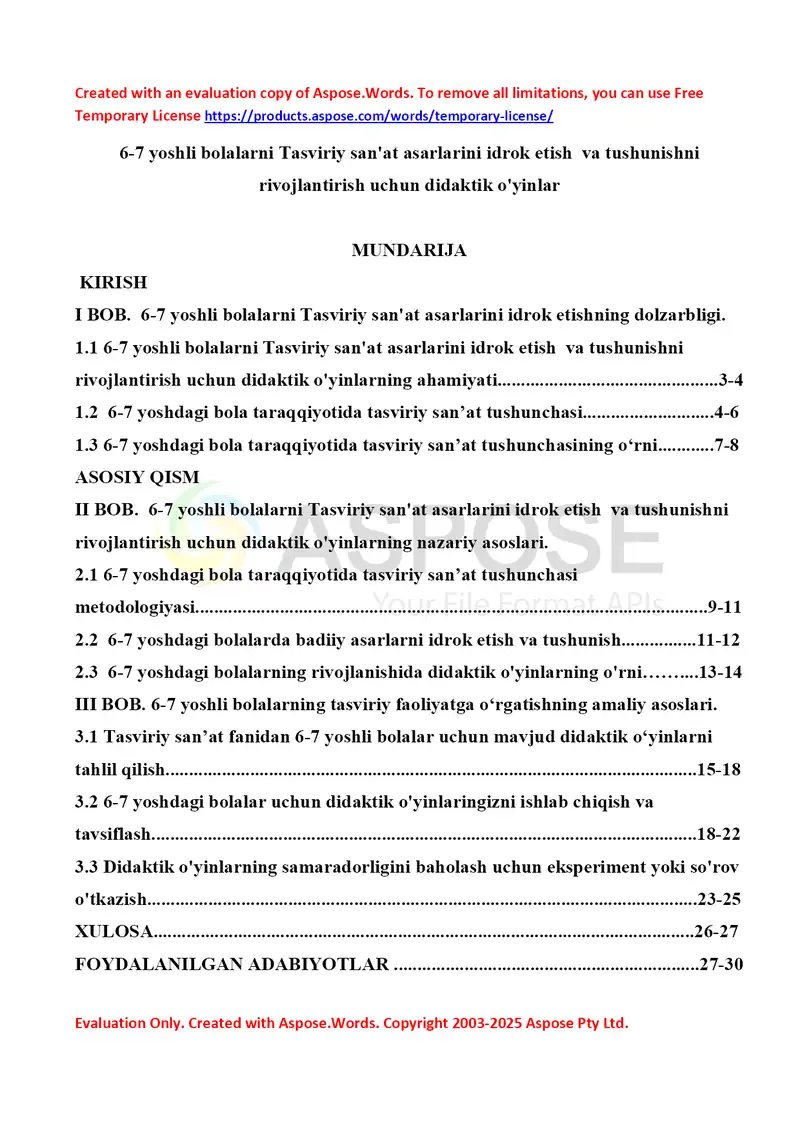 6-7 yoshli bolalarda tasviriy san’at asarlarini idrok etish va tushunishni rivojlantirish uchun didaktik o‘yinlar