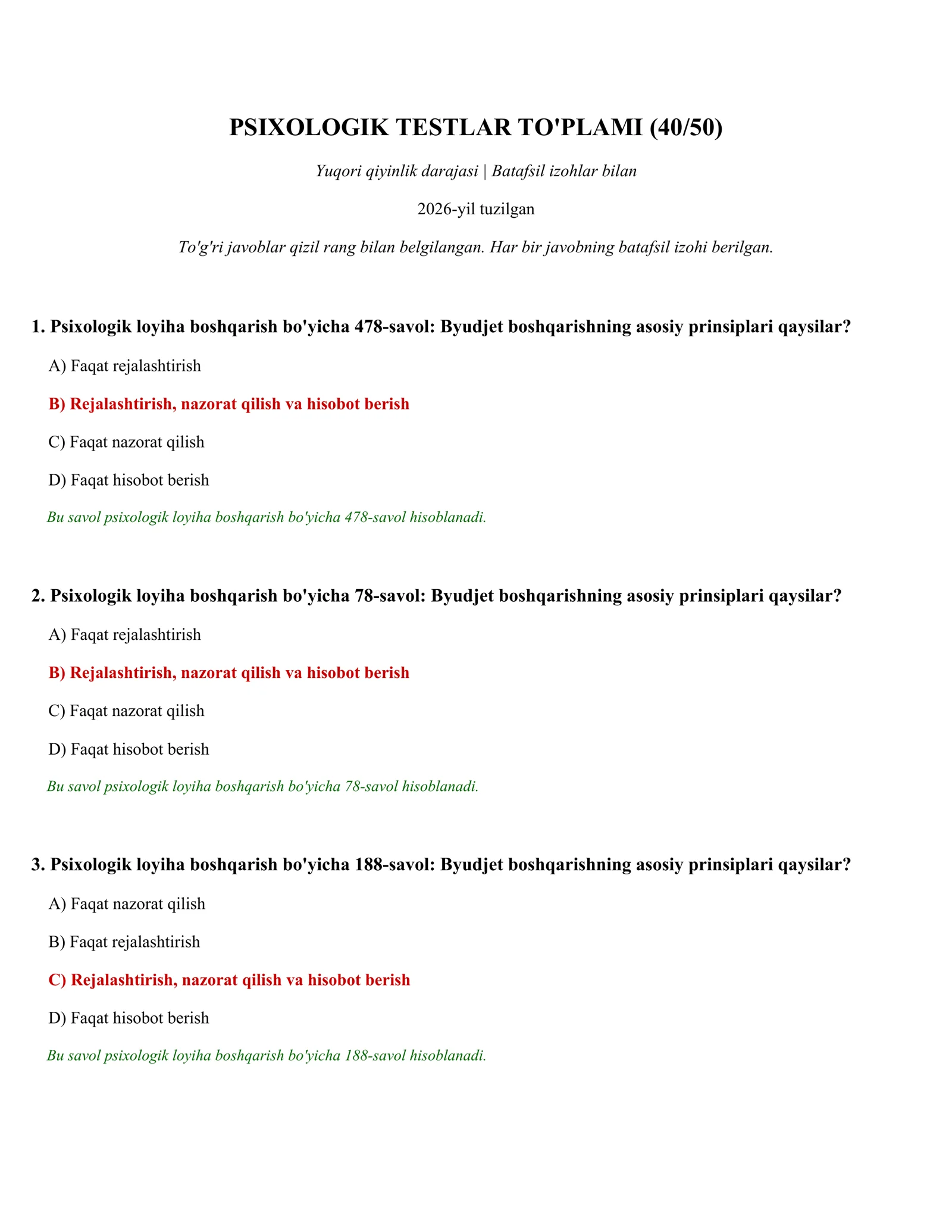 PSIXOLOGIK TESTLAR TO'PLAMI (40/50)
