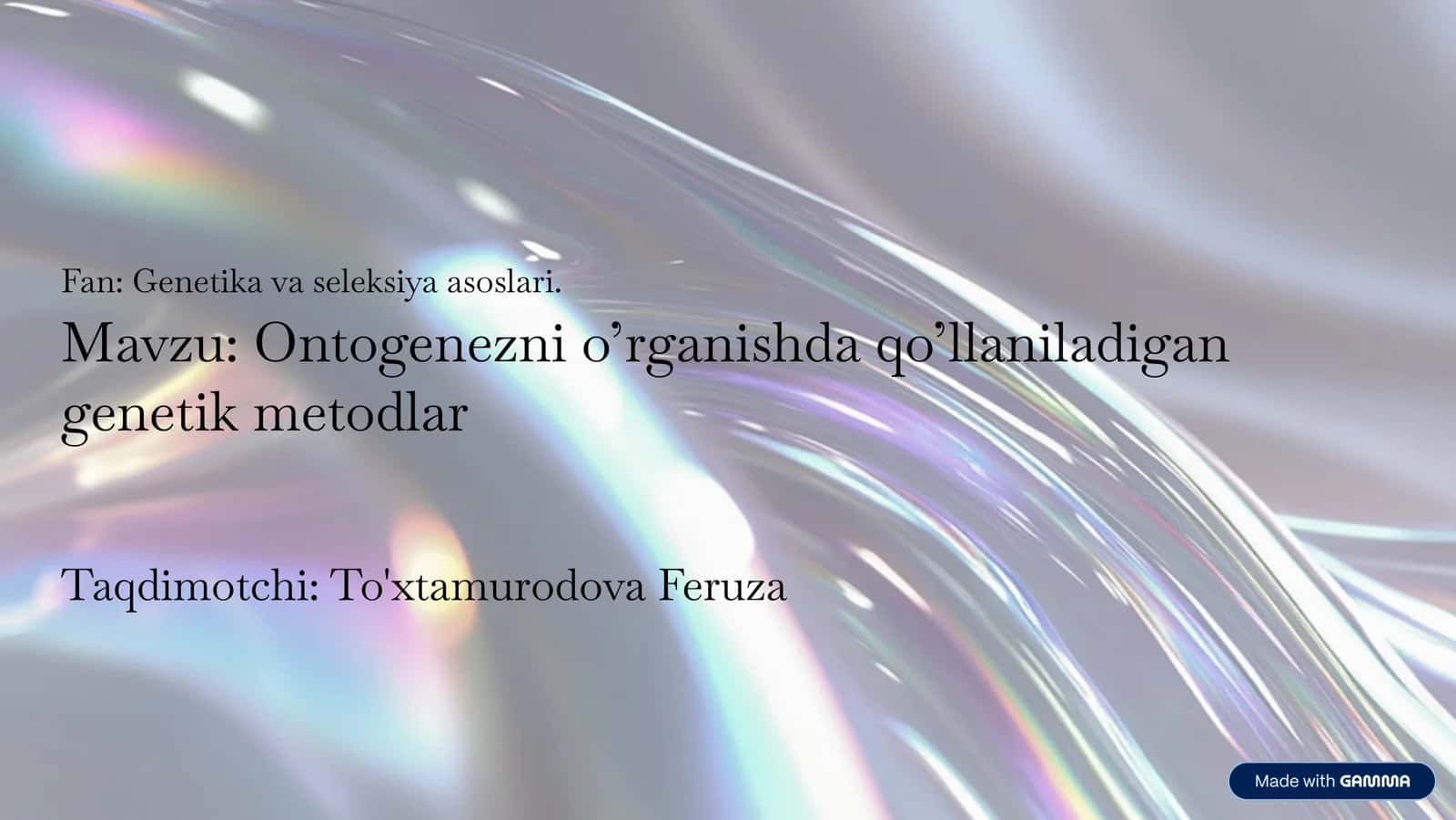 Ontogenezni o'rganishda qo'llaniladigan  genetik metodlar
