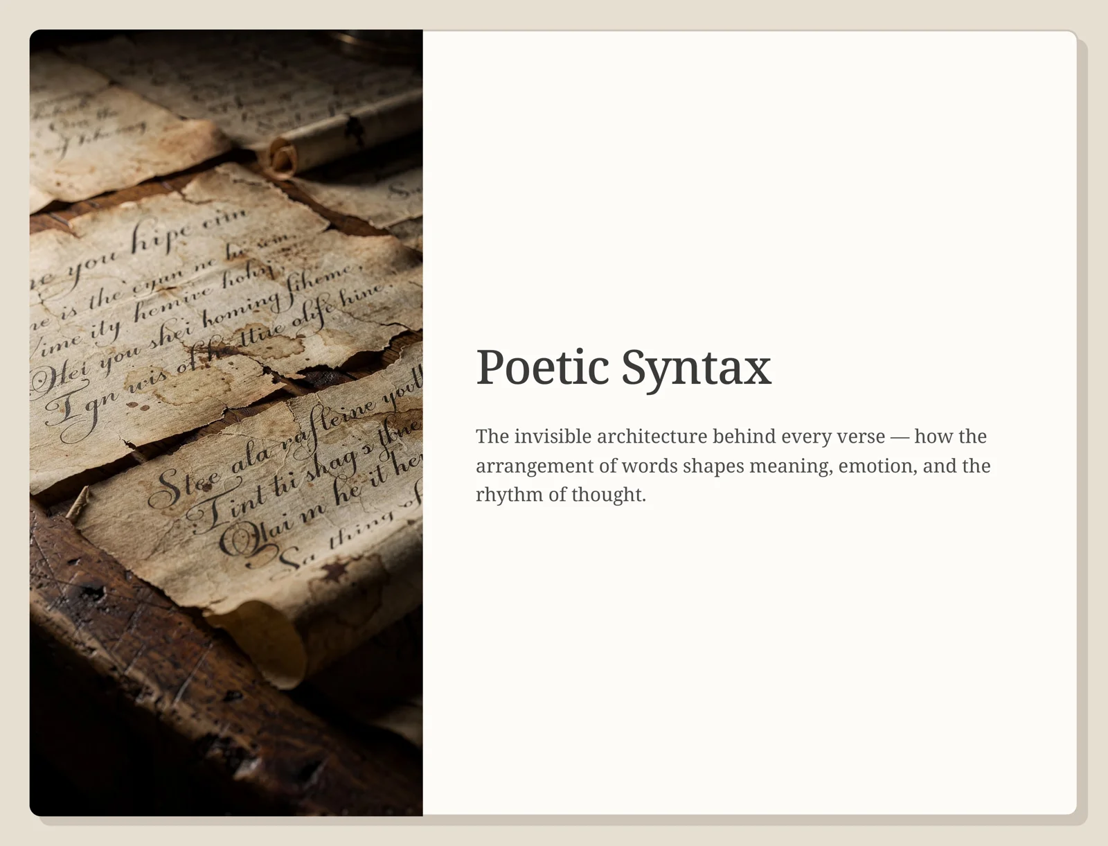 Poetic Syntax