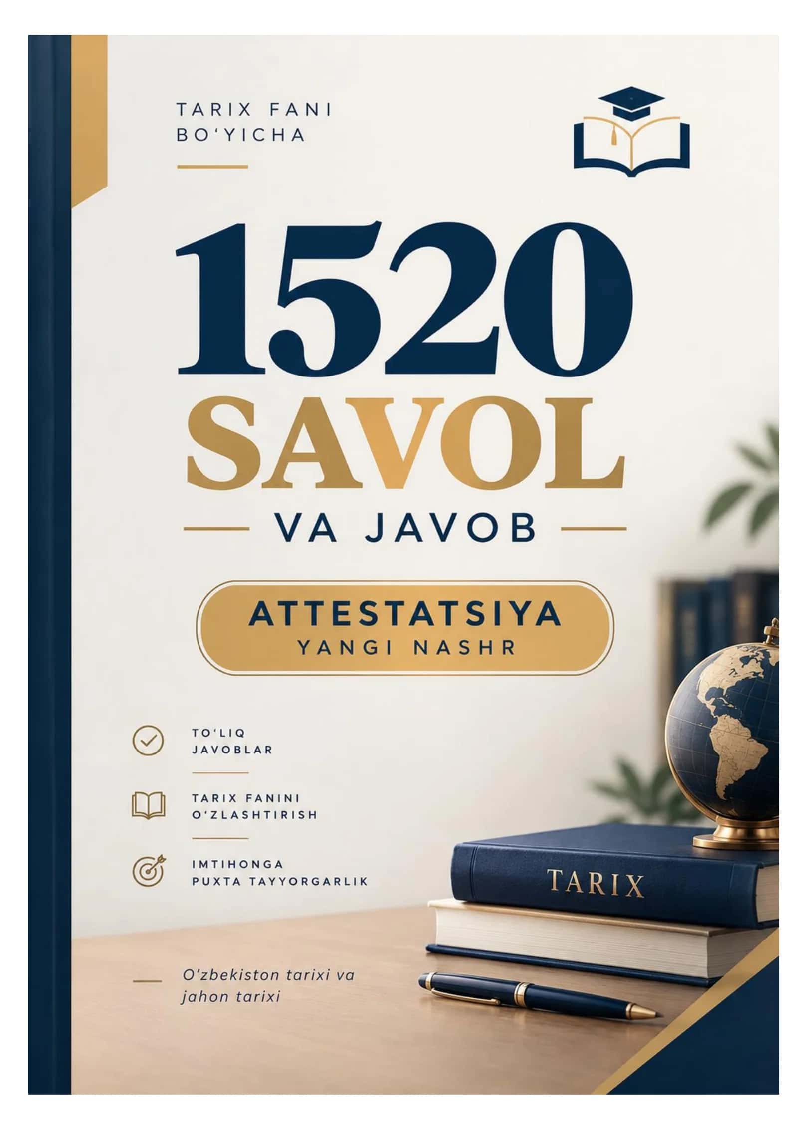 TARIX ATTESTATSIYA TESTLARI 1520 + YANGI NASHR