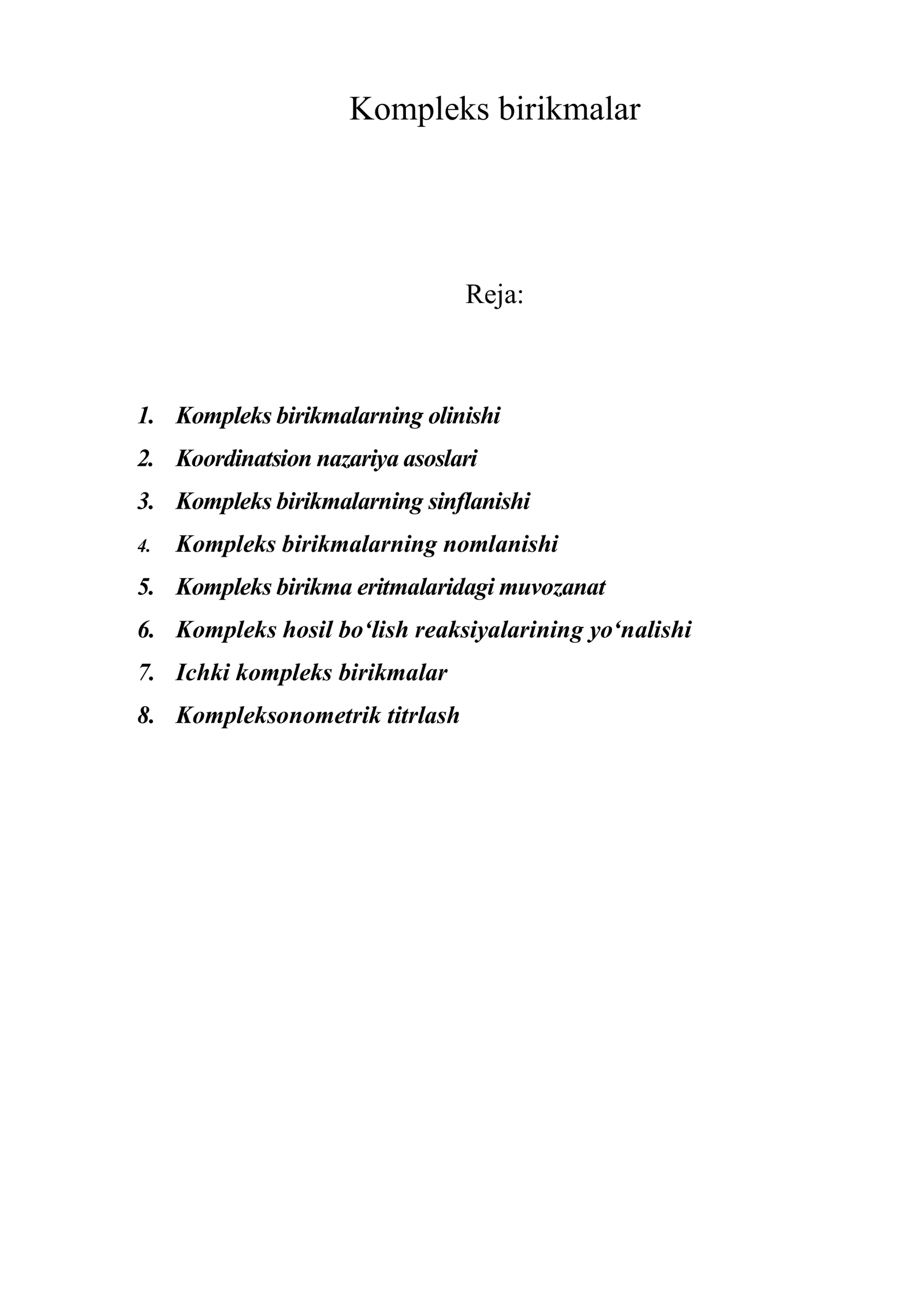 Kompleks birikmalar