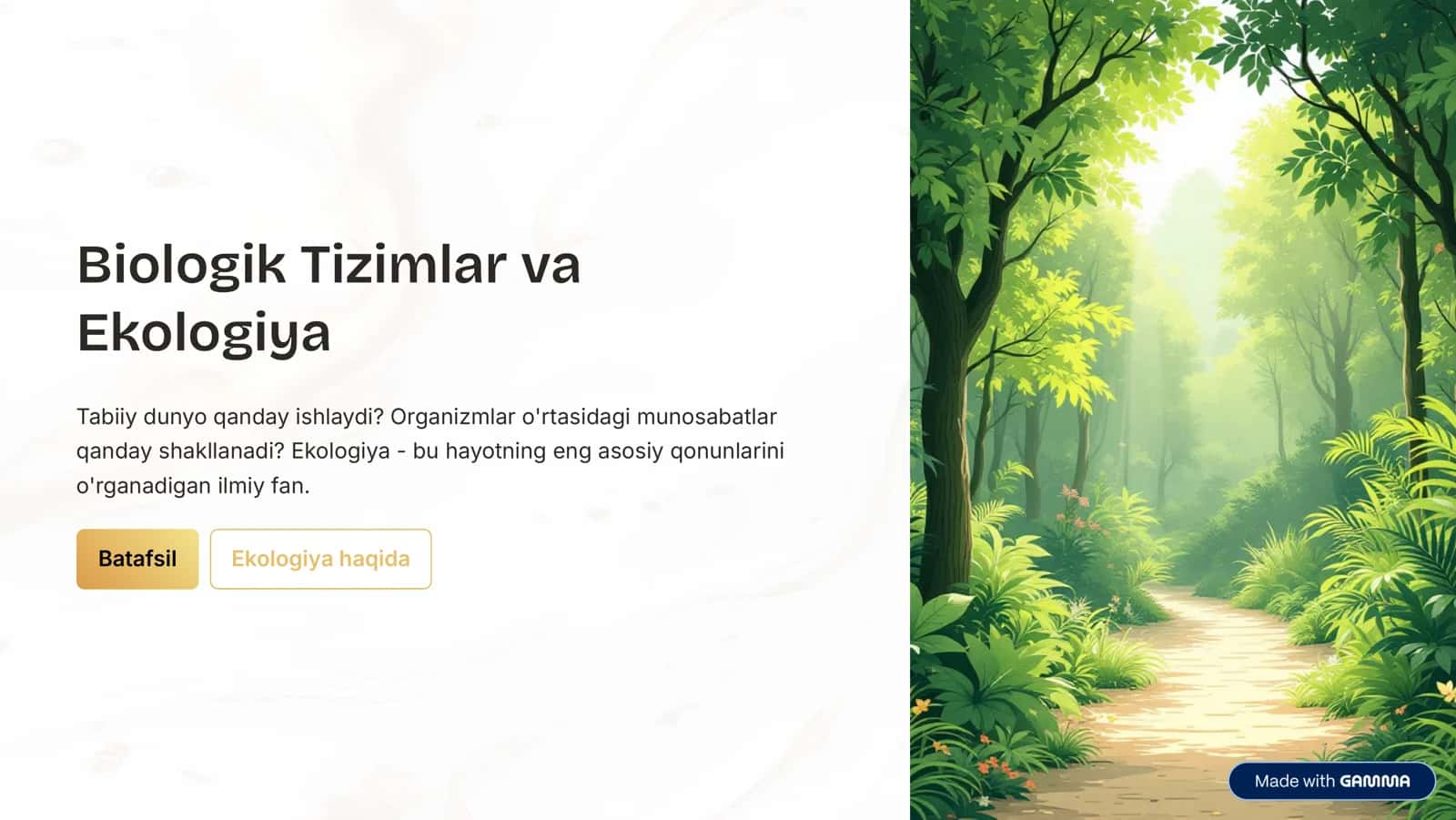 Biologik Tizimlar va Ekologiya