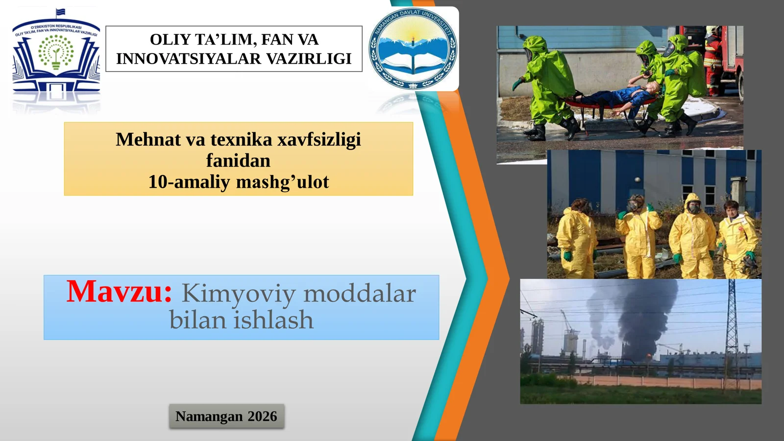 Kimyoviy moddalar bilan ishlash