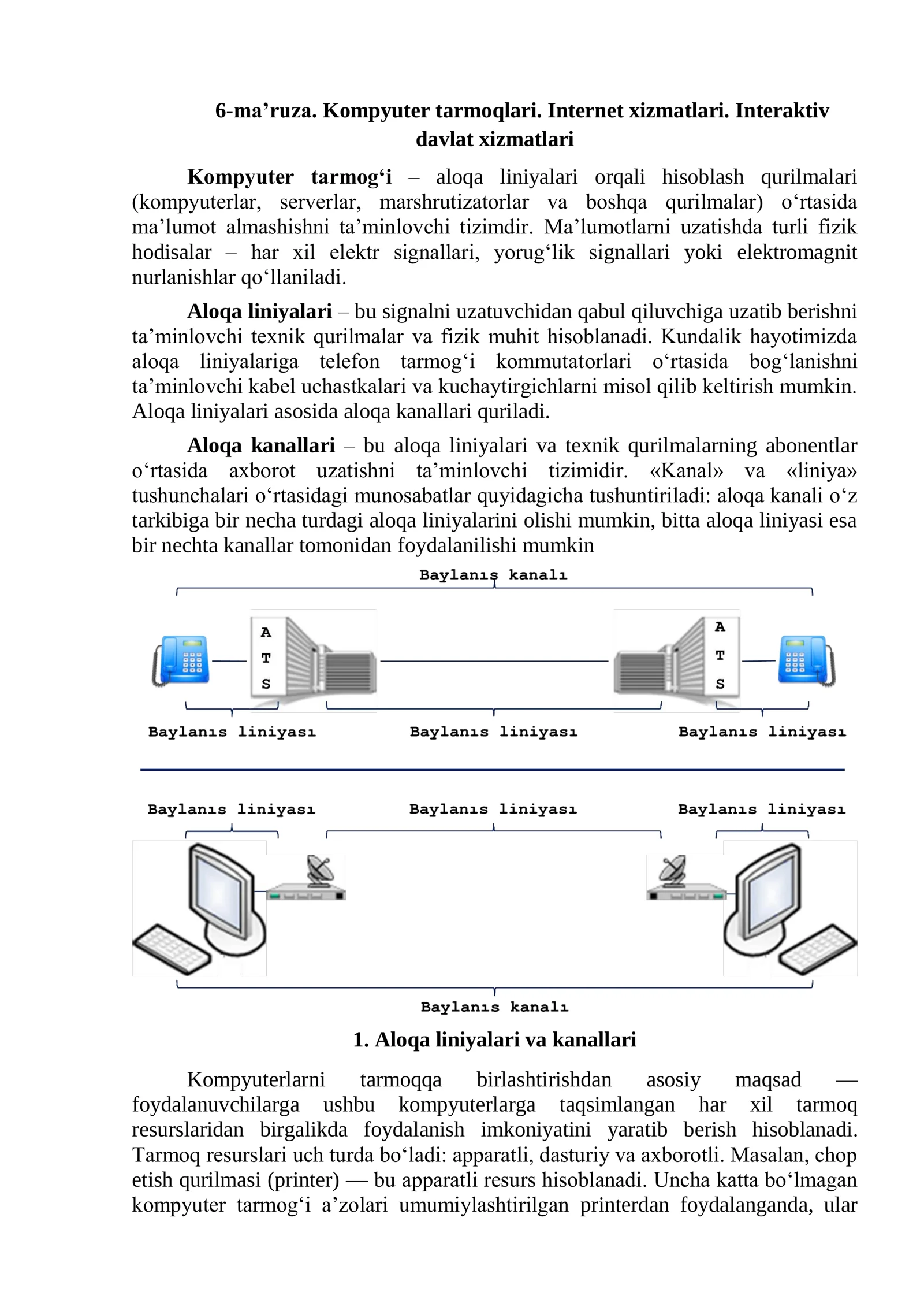Kompyuter tarmoqlari va internet xizmatlari