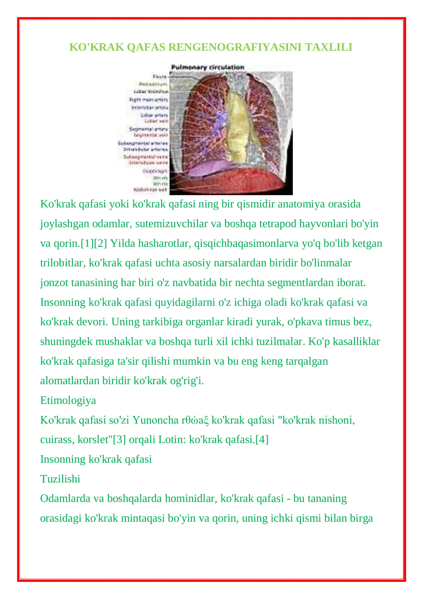 Ko'krak qafasining rentgenografiyasi