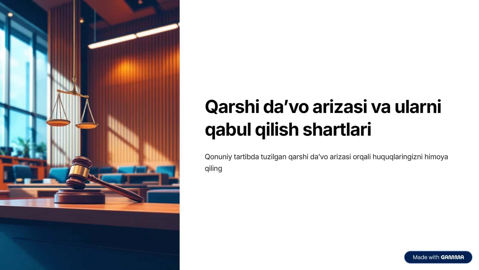 Qarshi davo ariza va ularning qabul qilish shartlari