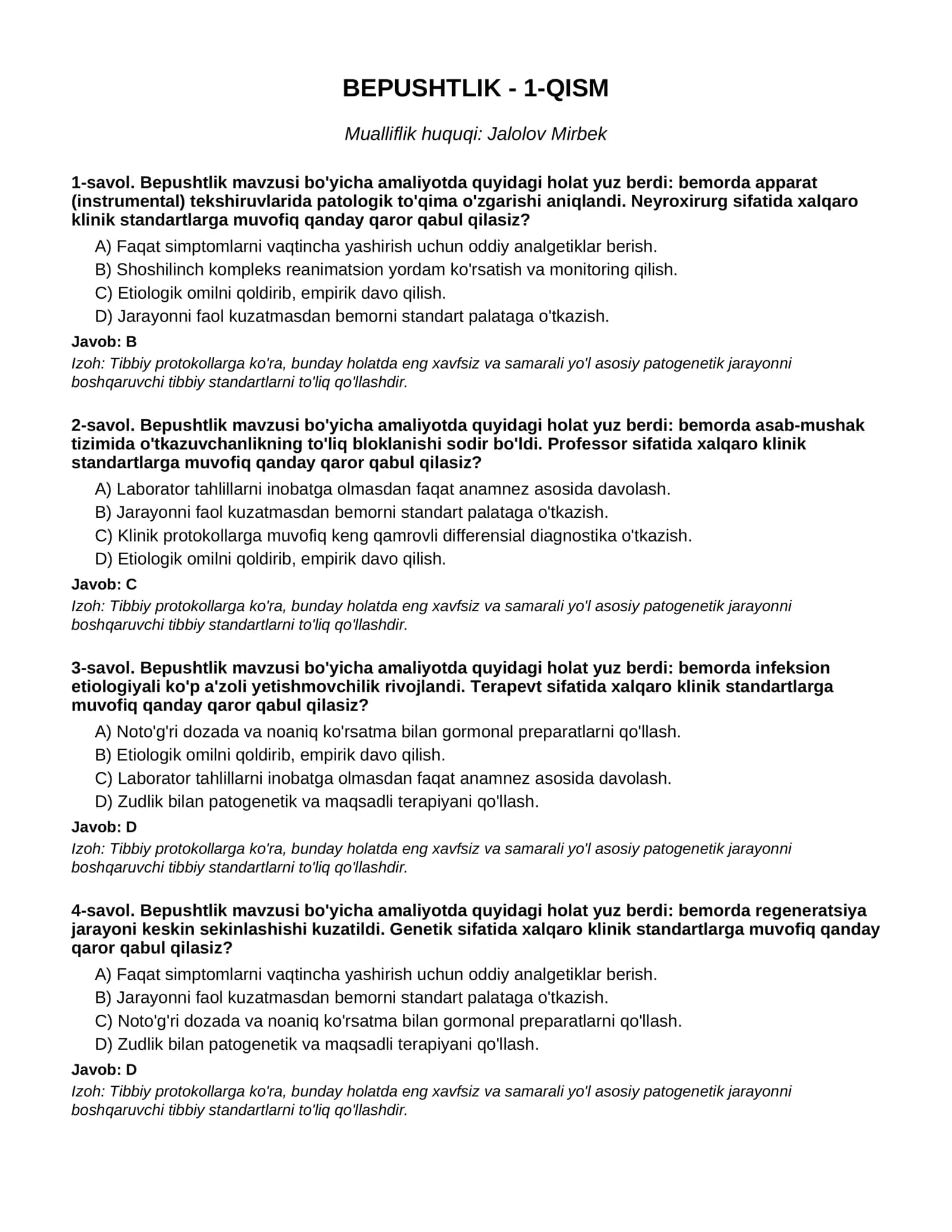 BEPUSHTLIK - 1-QISM