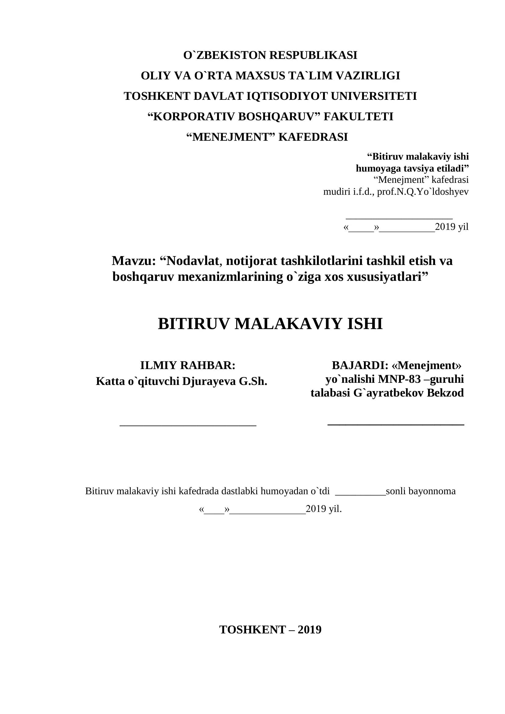 Bitiruv Malakaviy Ishi