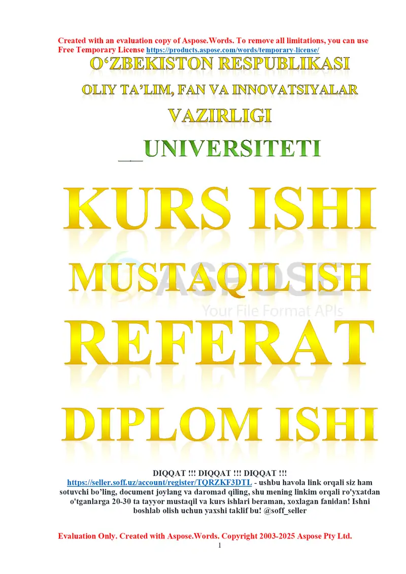 Kurs ishi “Yog’ochga mexanik ishlov berish (aniq biron buyumni loyihalash va modellashtirish)”