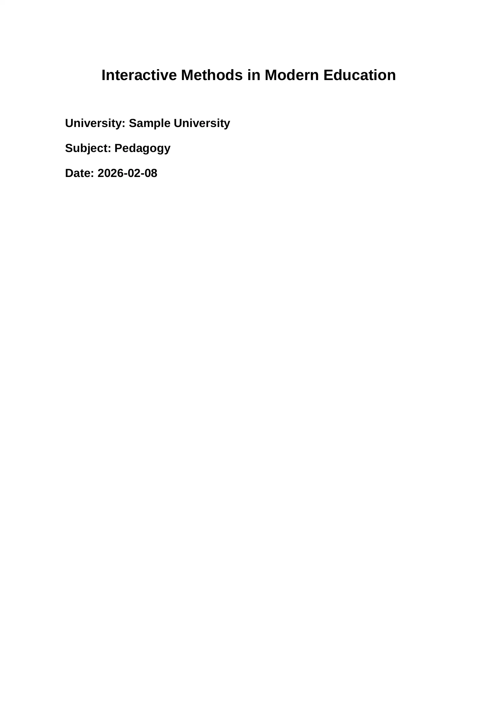 Interactive Methods in Modern Education