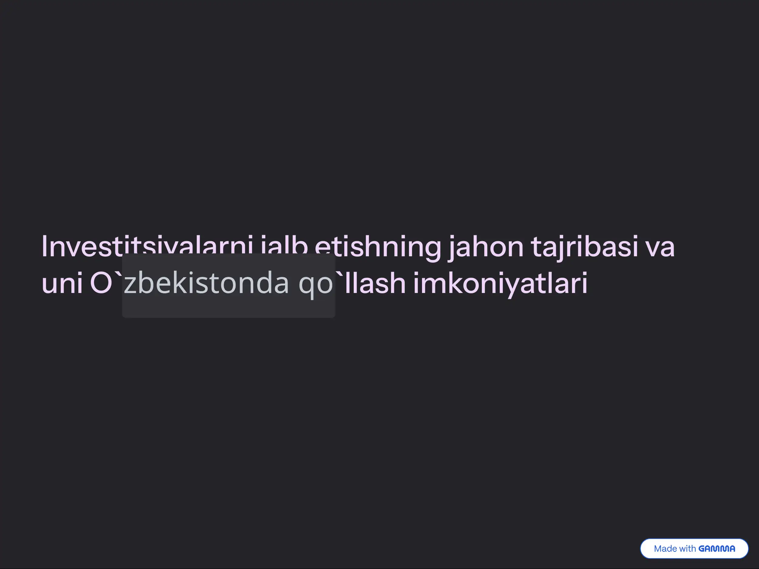 Investitsiyalarni jalb etishning jahon tajribasi va uni O`zbekistonda qo`llash imkoniyatlari