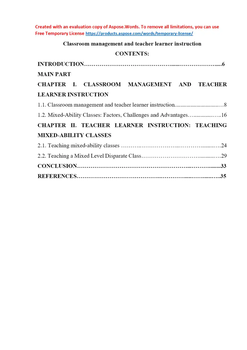 Classroom management and teacher learner instruction