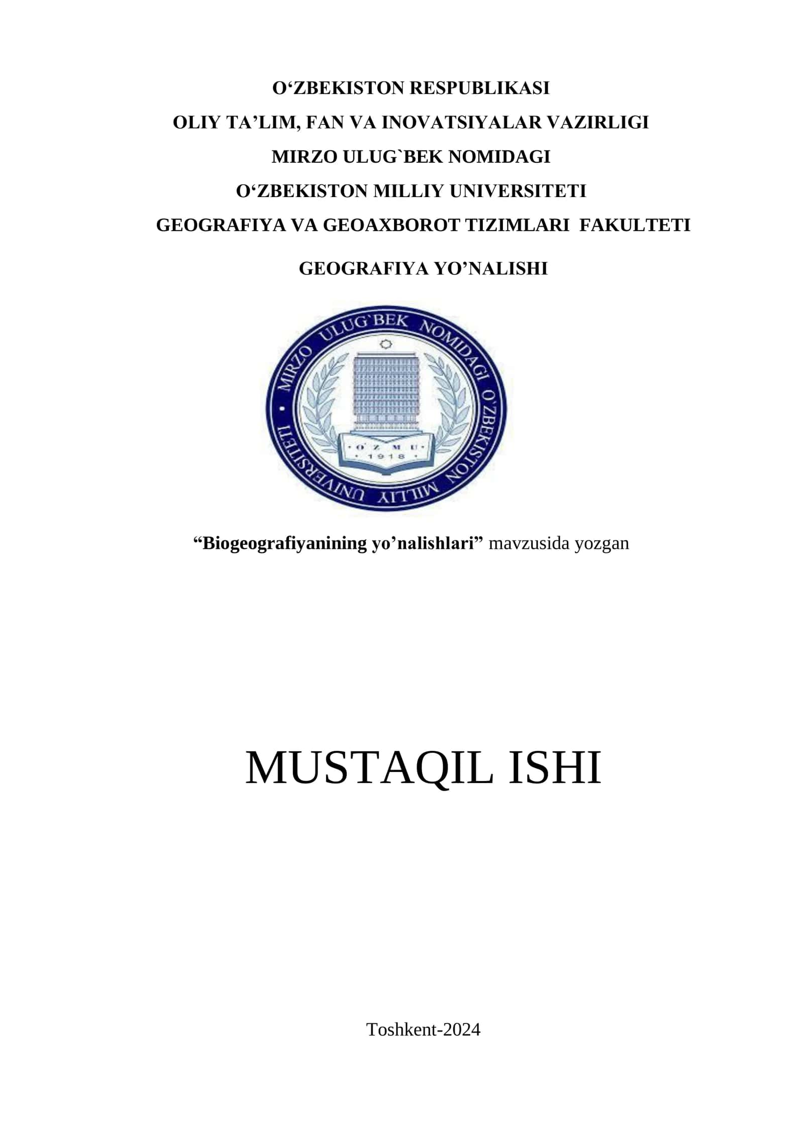 Biogeografiyaning yo‘nalishlari