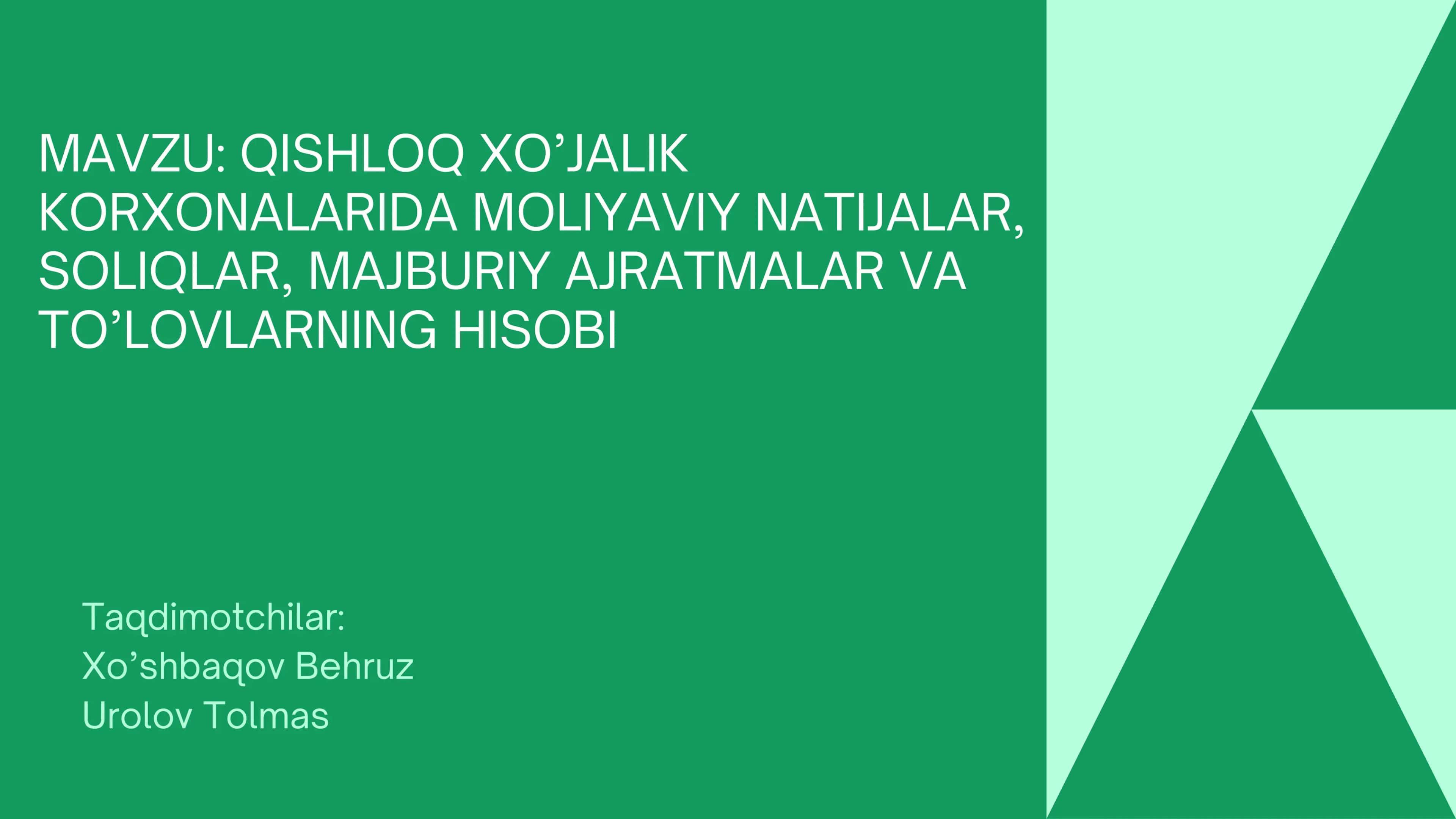QISHLOQ XO’JALIK
