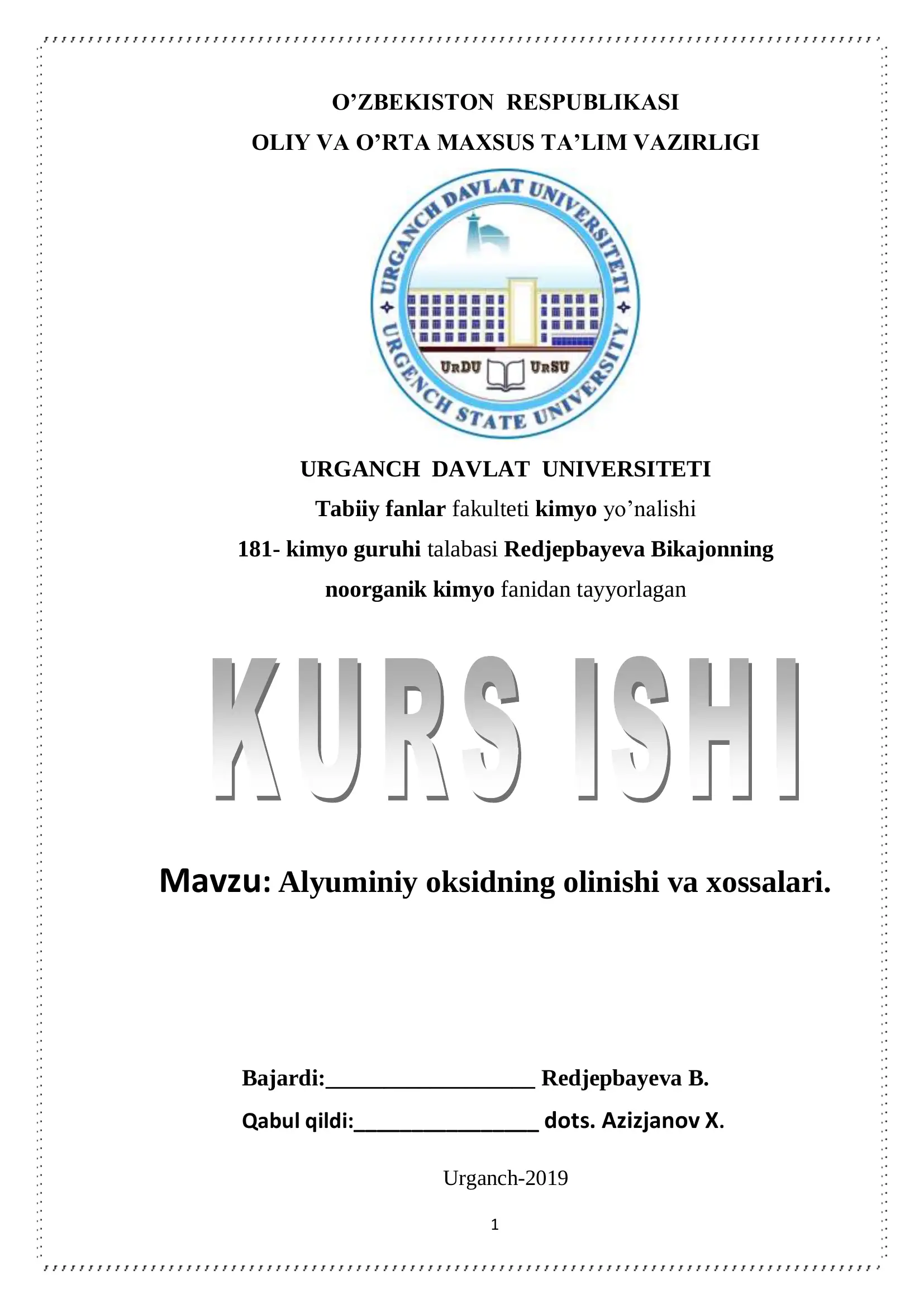 Alyuminiy oksidning olinishi va xossalari