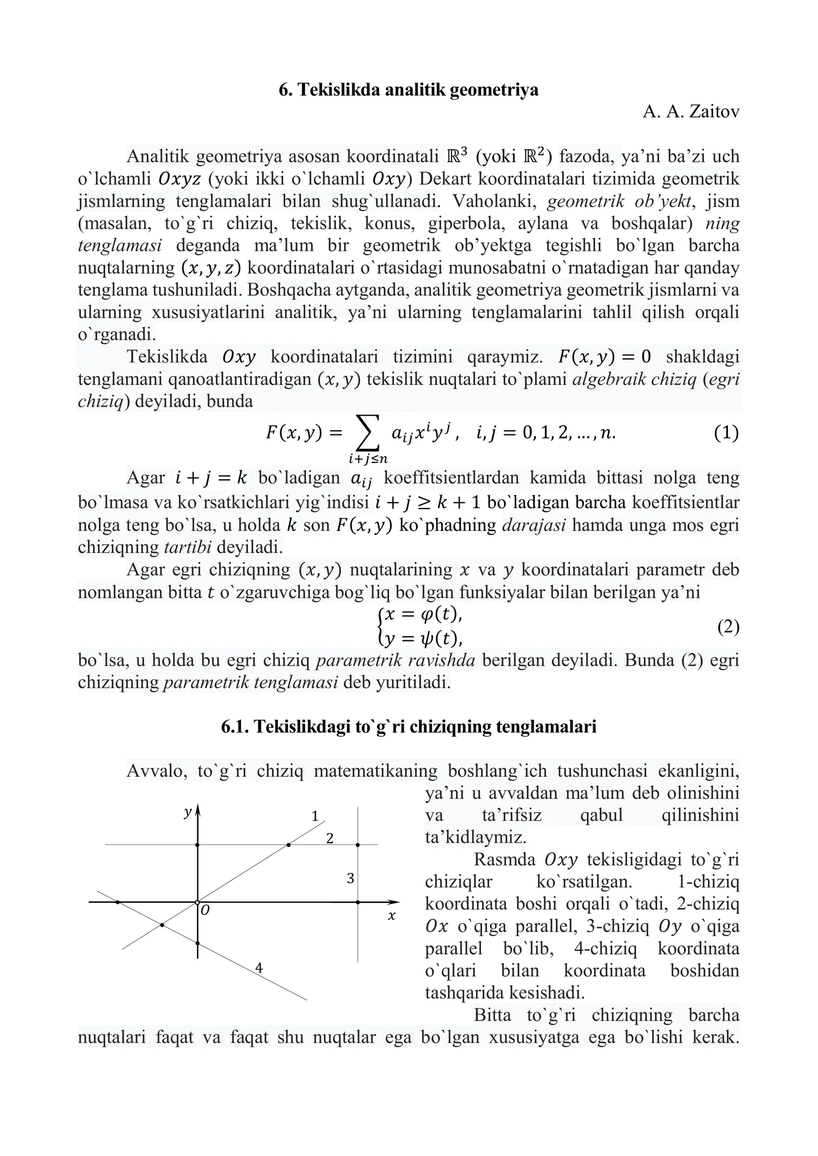Tekislikda analitik geometriya