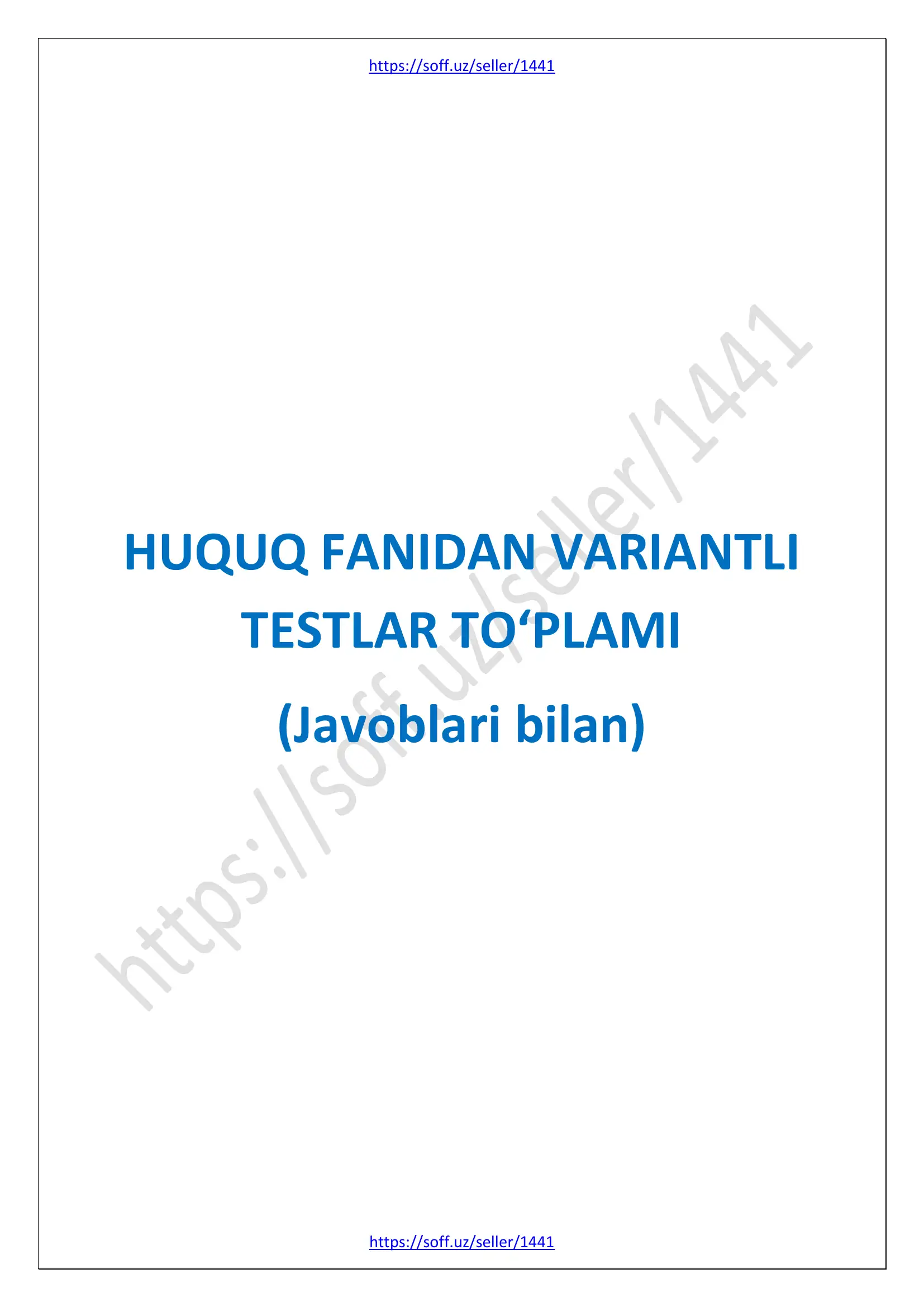 Huquq fanidan testlar to'plami
