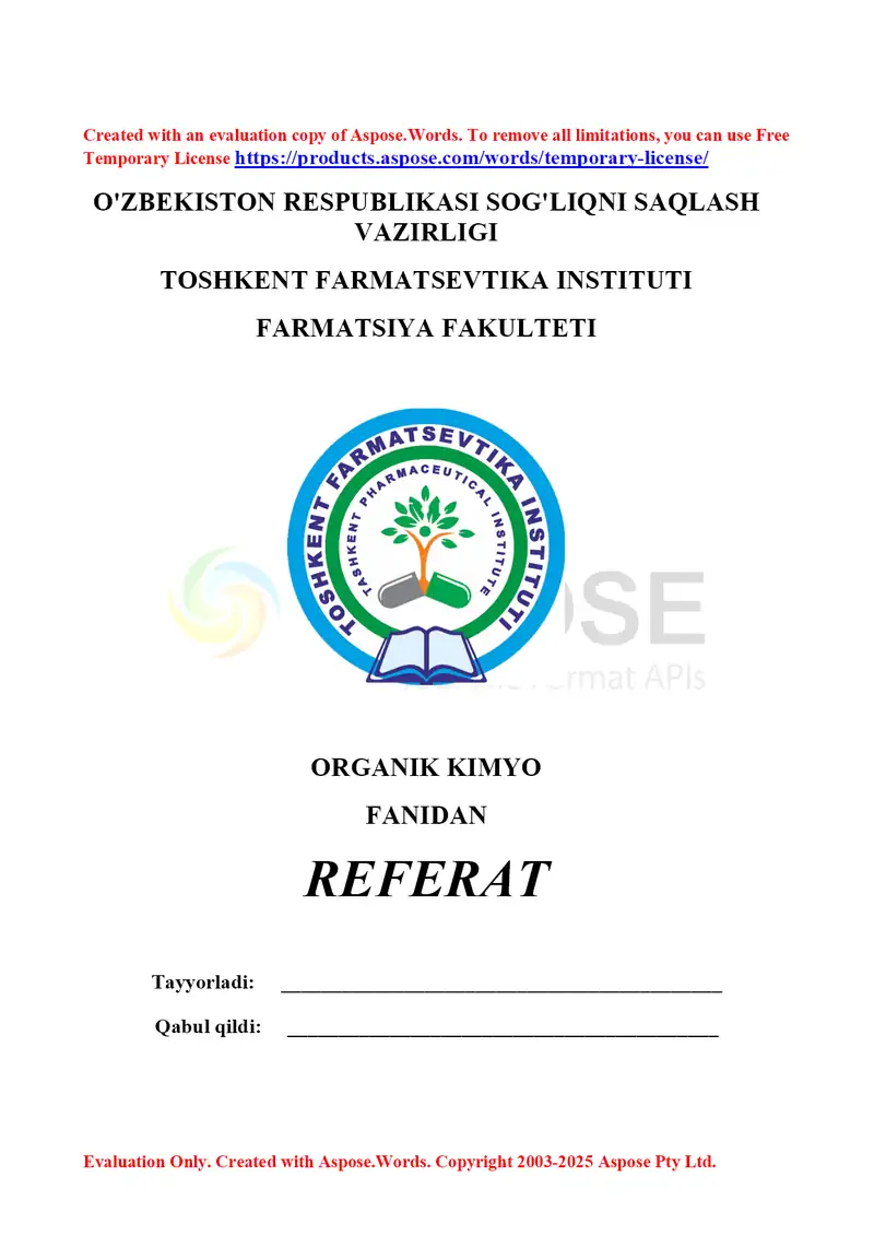 11. Aldegid va ketonlarning olinish usullari. To’yinmagan aldegidlar. Xinonlar. Referat 9 bet
