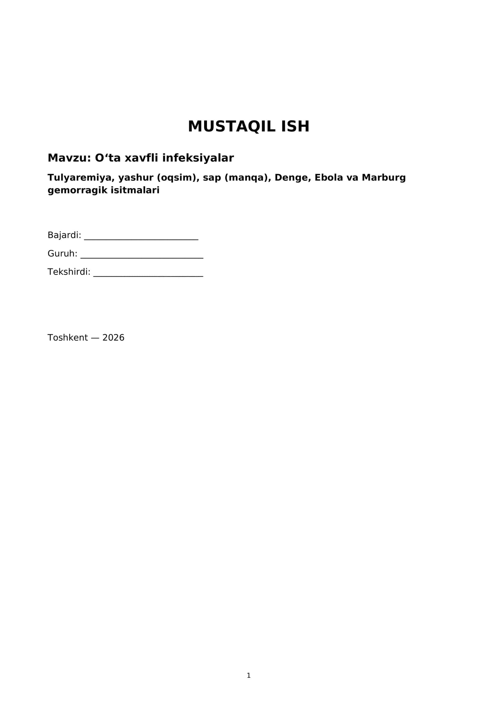 O‘ta xavfli infeksiyalar