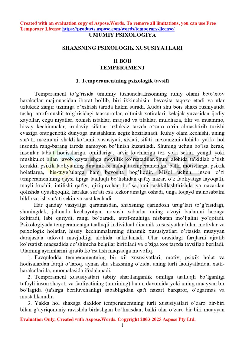 Umumiy psixologiya.