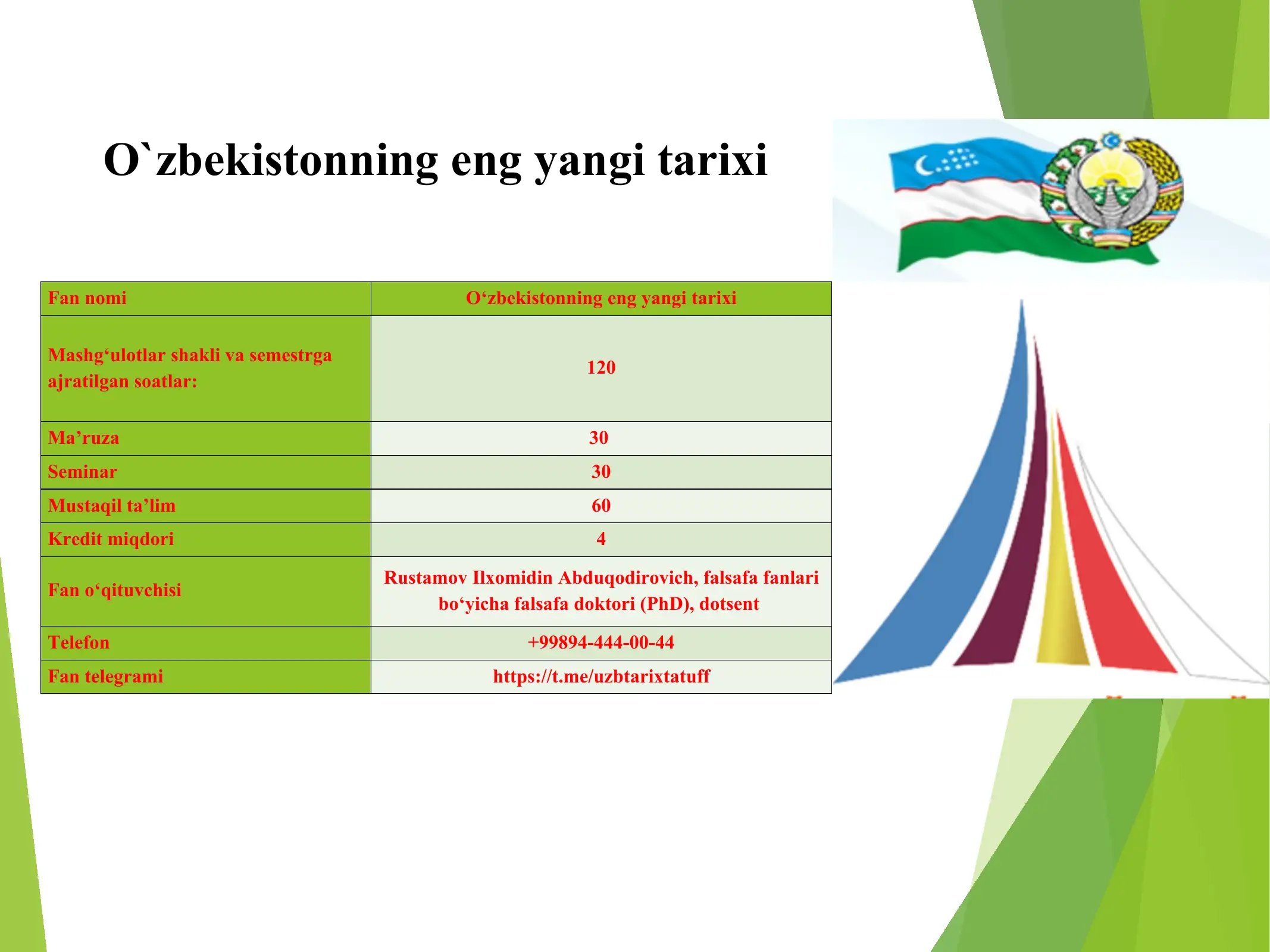 O`zbekistonning eng yangi tarixi