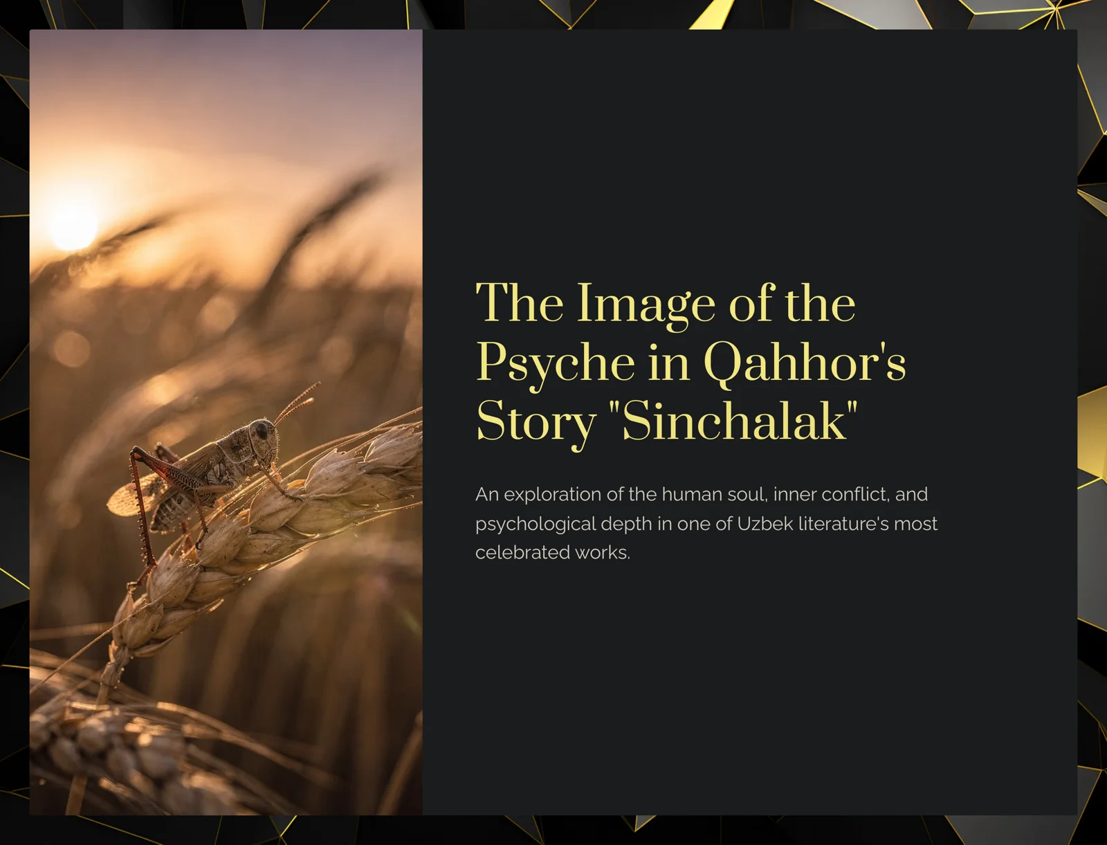 The Image of the Psyche in Qahhor's Story "Sinchalak"