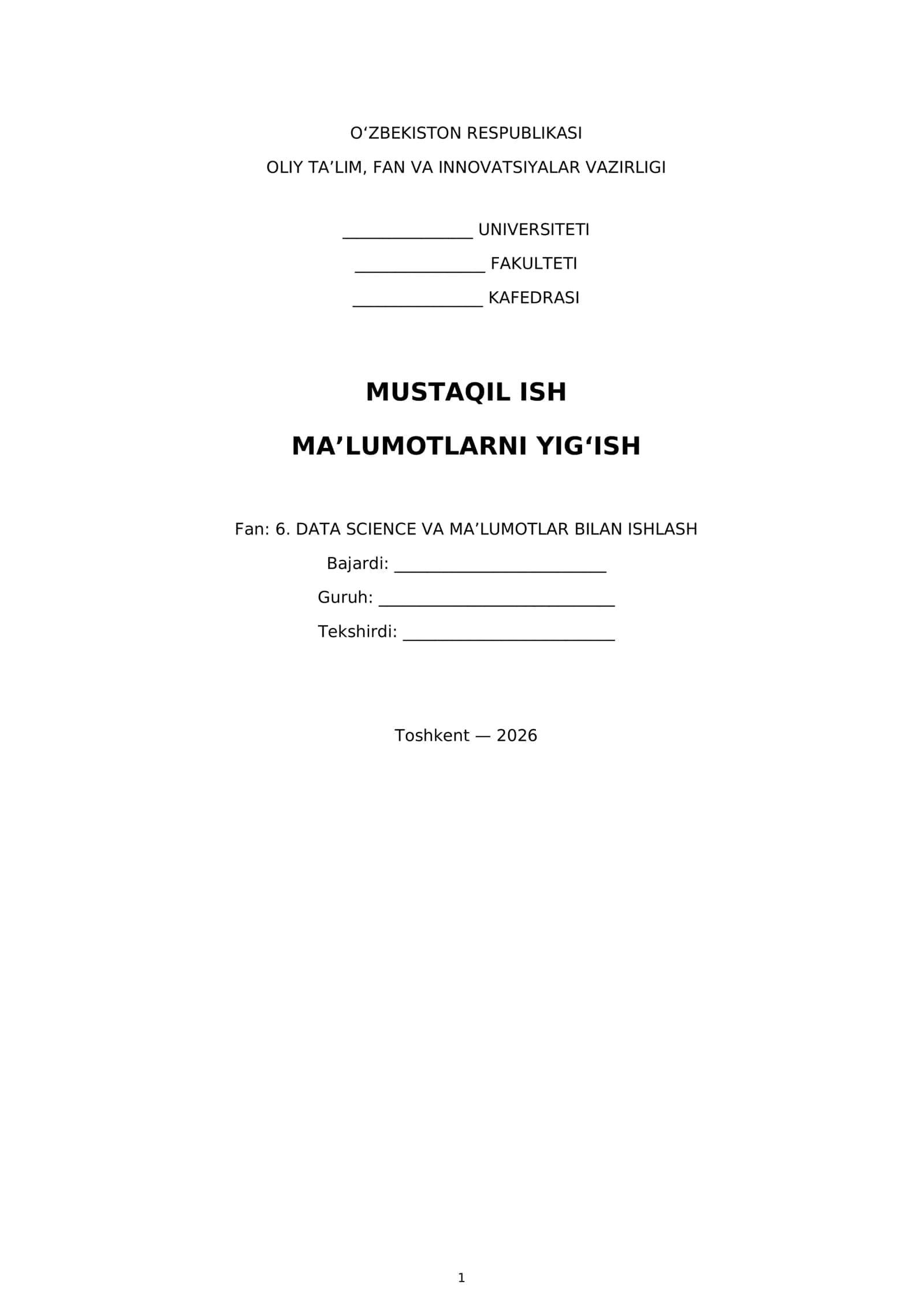 MA’LUMOTLARNI YIG‘ISH