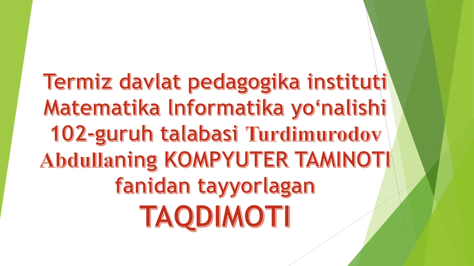 Tizimli blok qismlari bilan tanishish