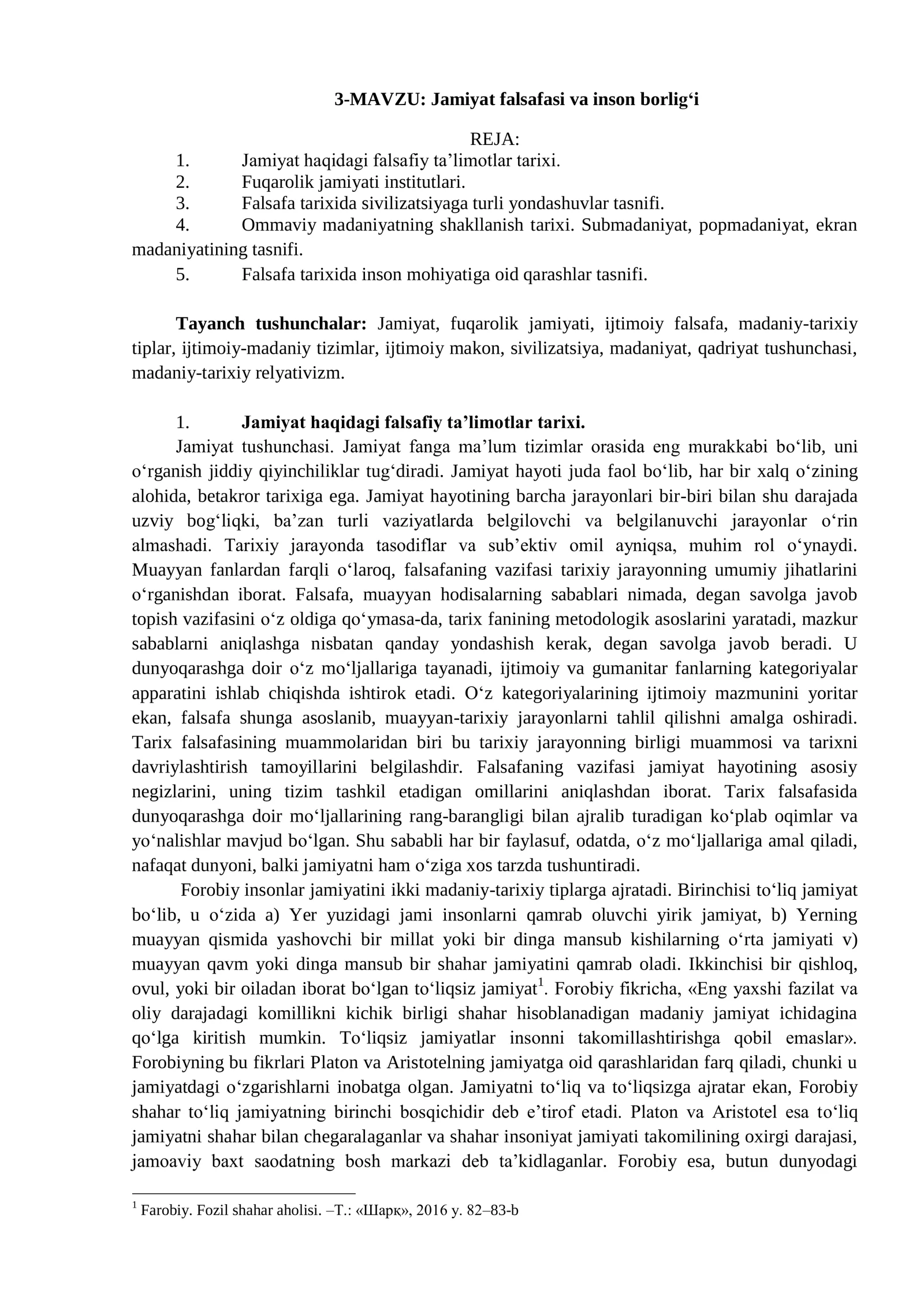 Jamiyat falsafasi va inson borlig‘i