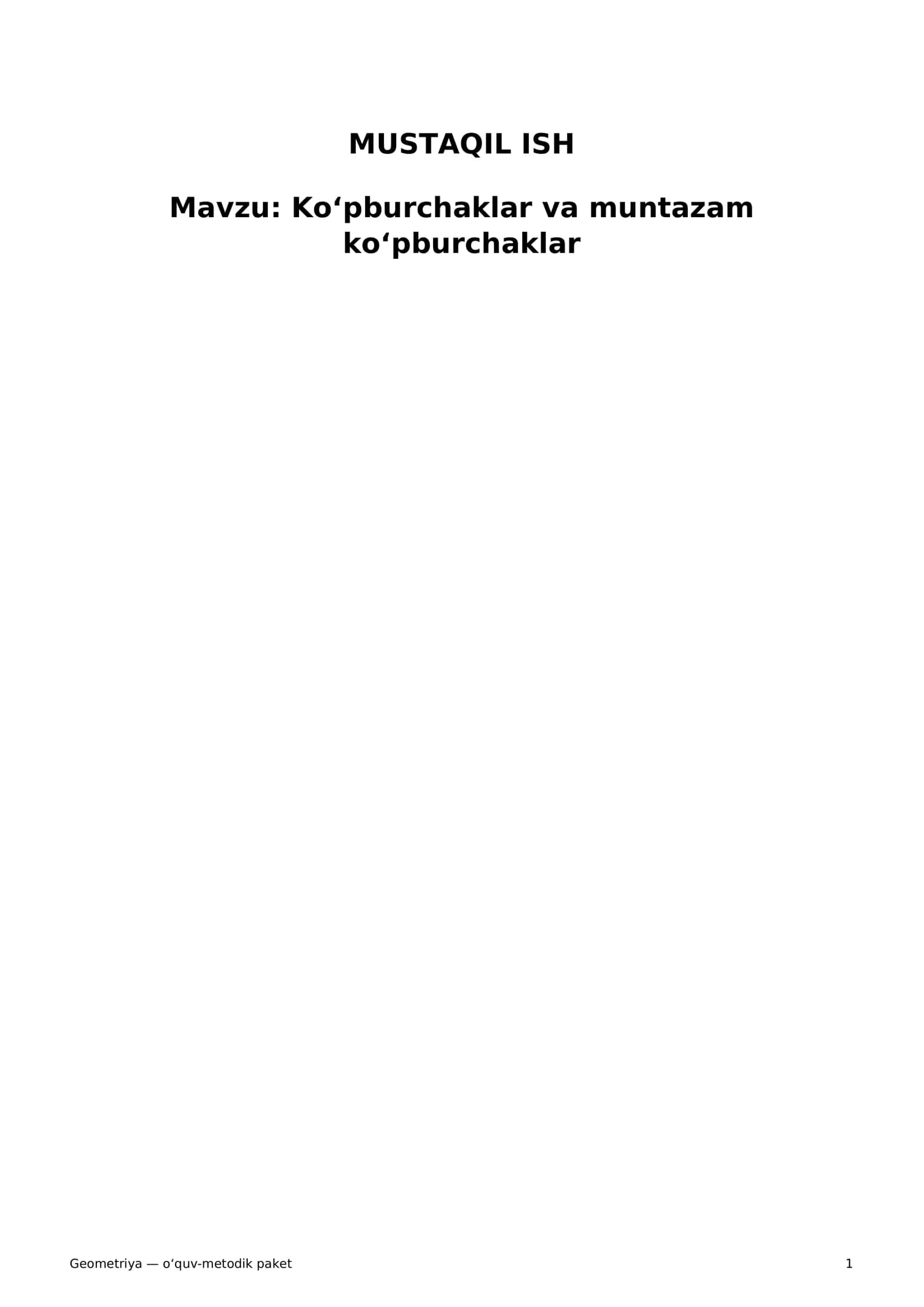 Geometriya — o‘quv-metodik paket