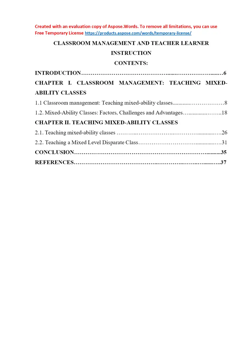 CLASSROOM MANAGEMENT AND TEACHER LEARNER INSTRUCTION