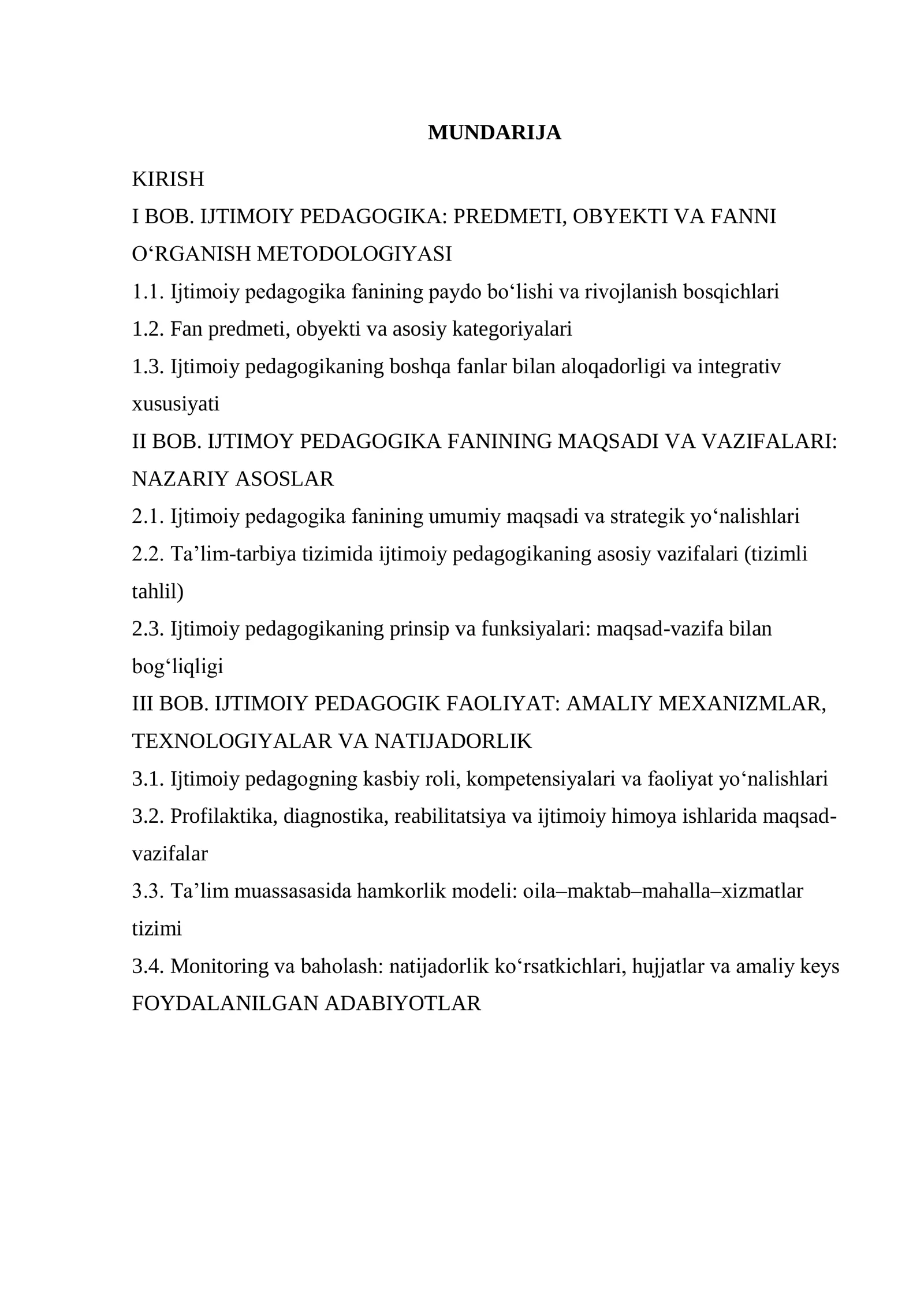 IJTIMOY PEDAGOGIKA: PREDMETI, OBYEKTI VA FANNI