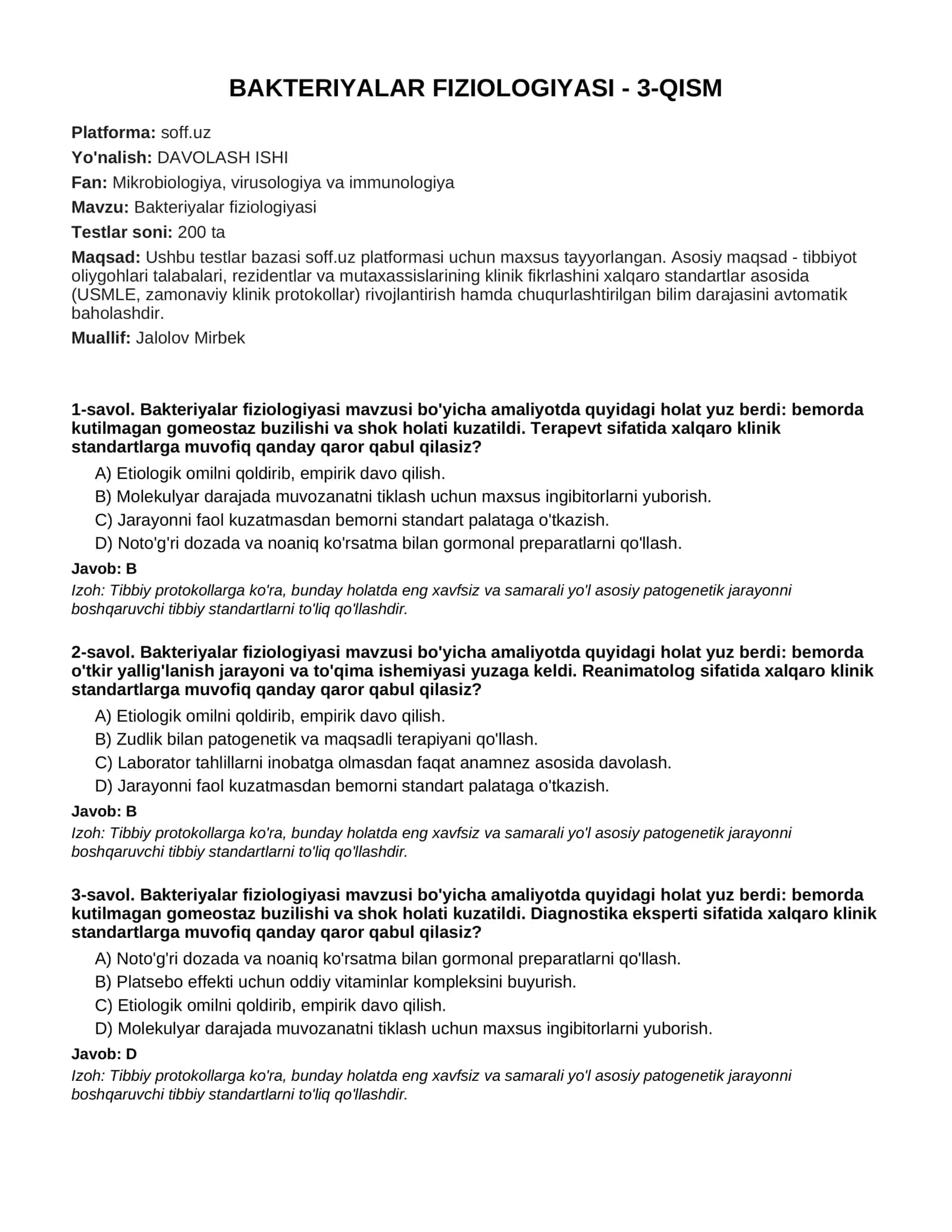 BAKTERIYALAR FIZIOLOGIYASI - 3-QISM