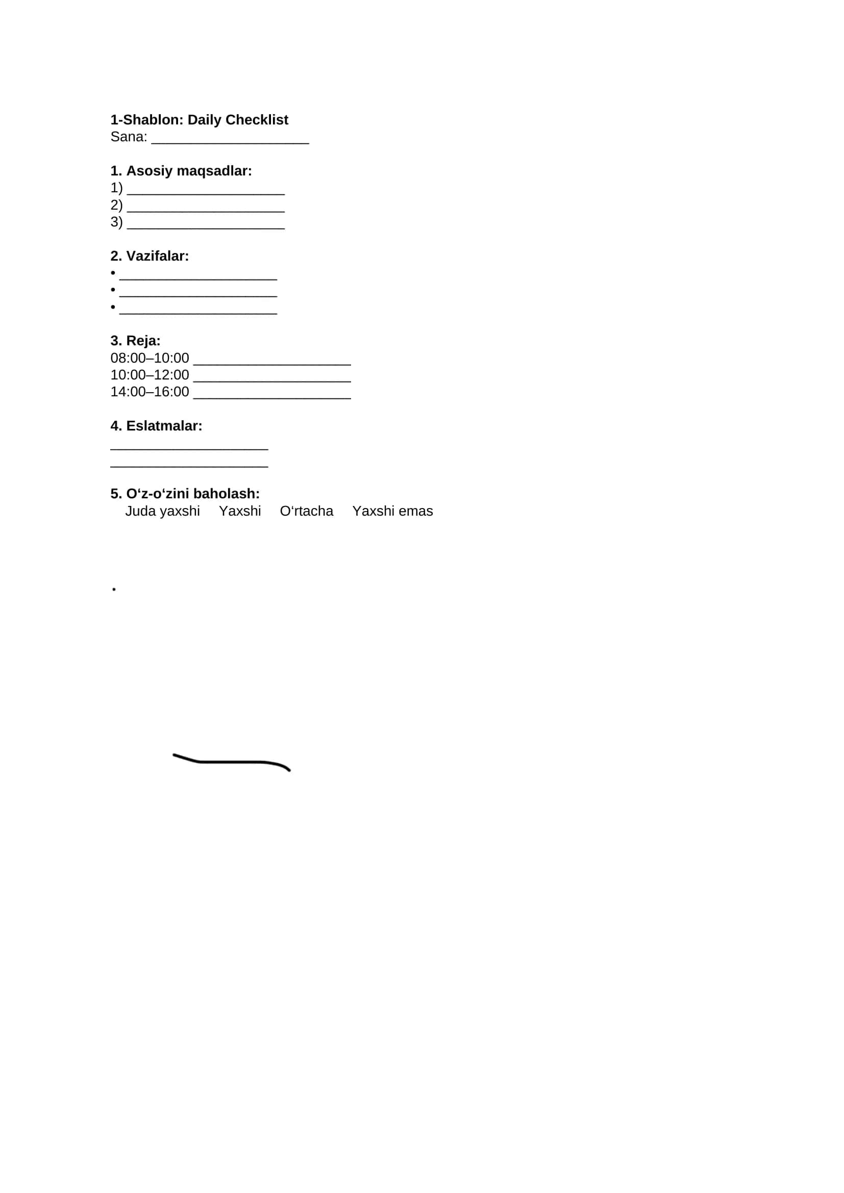 kunlik reja