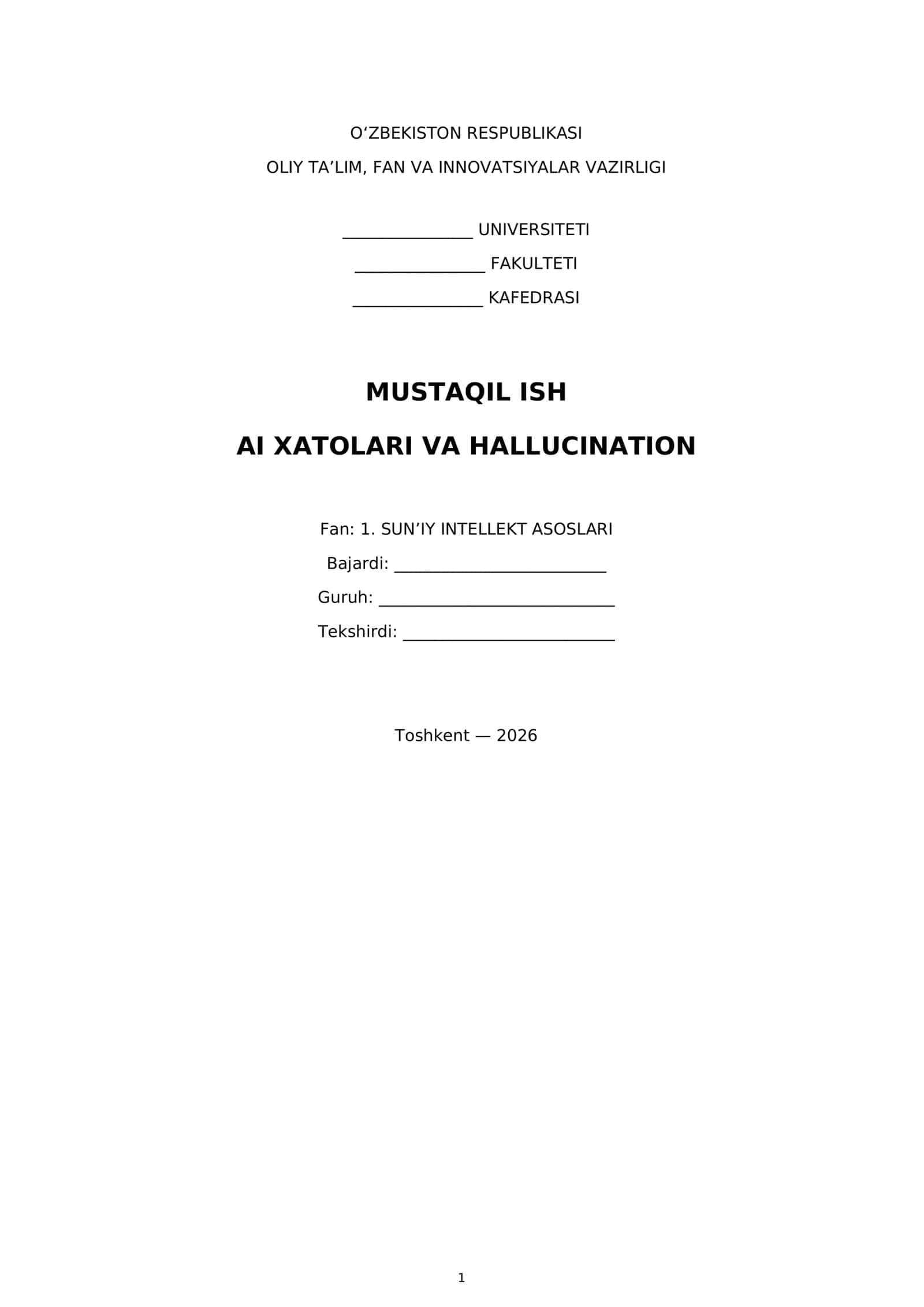Mavzu: AI xatolari va hallucination