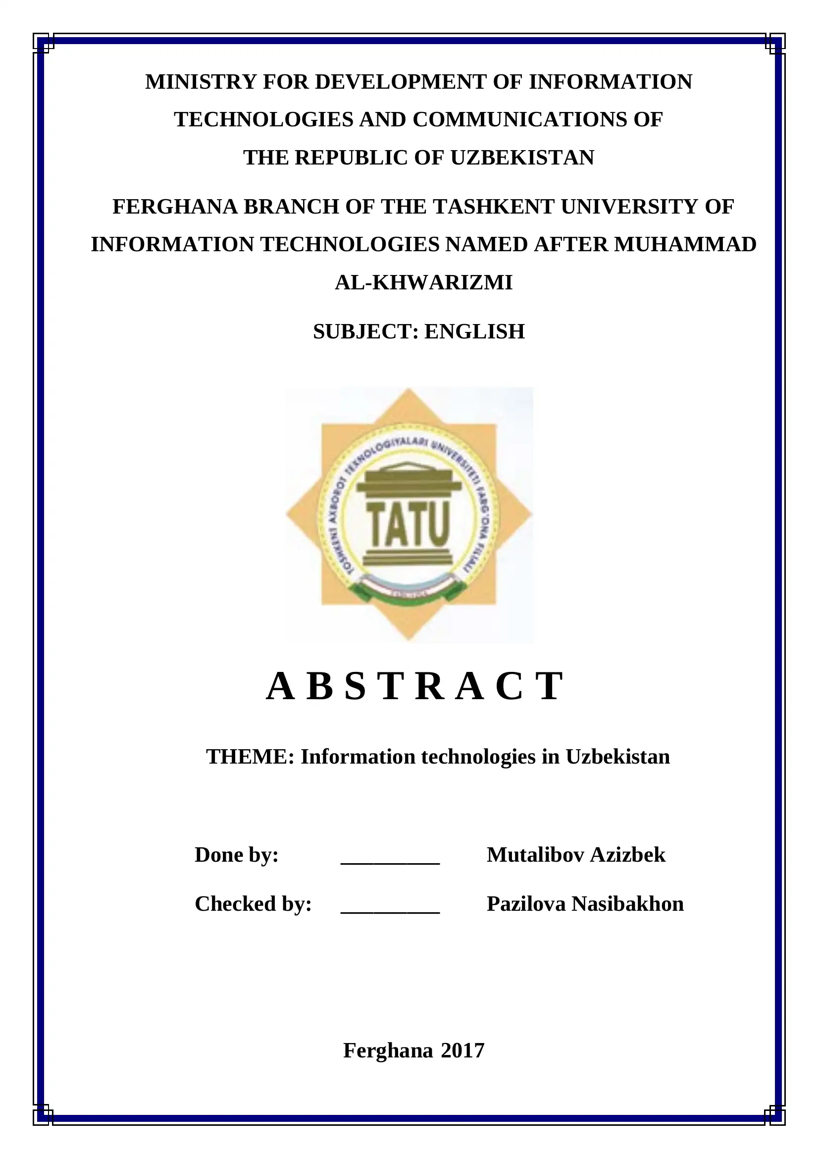 INFORMATION TECHNOLOGIES IN UZBEKISTAN