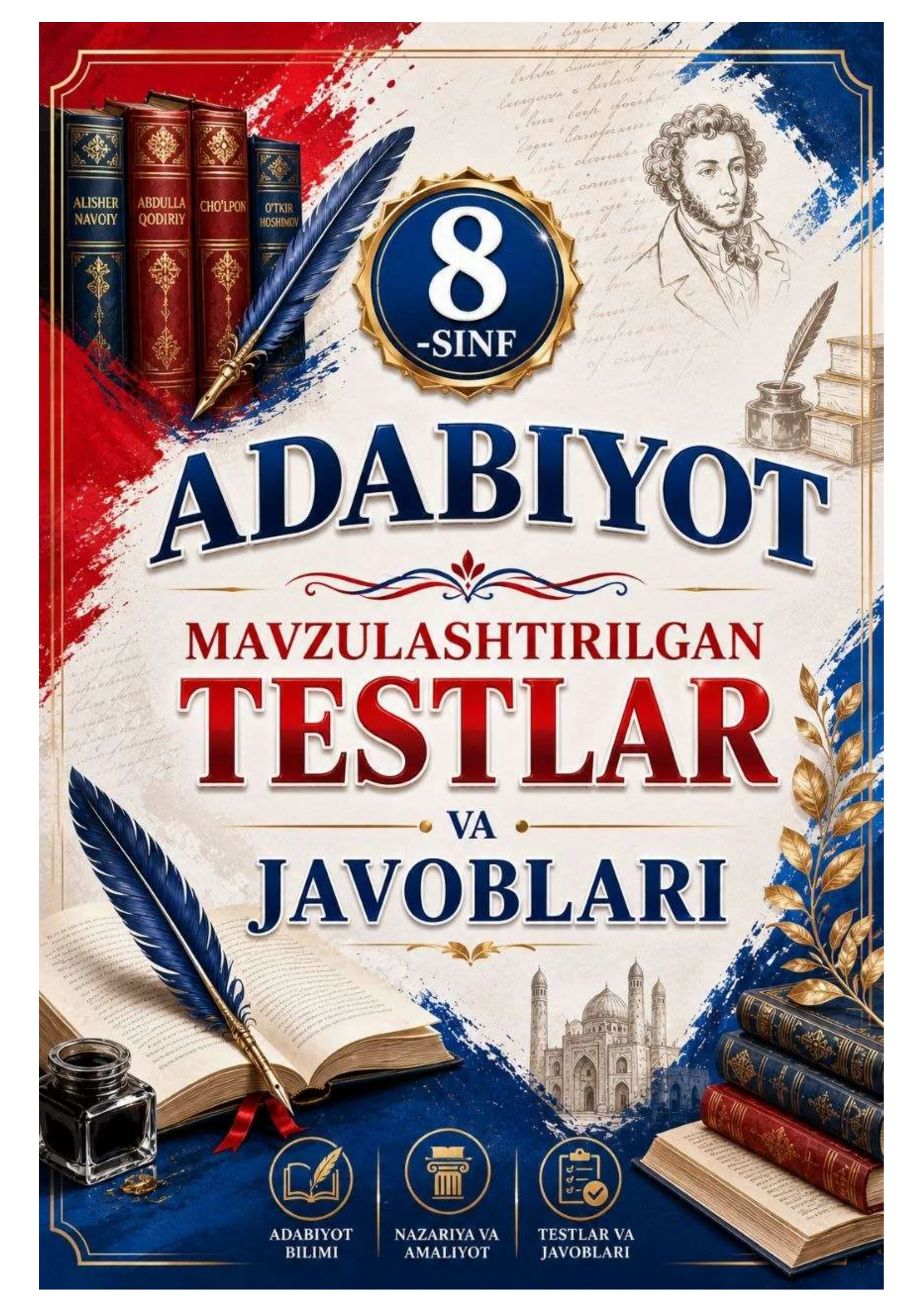8-SINF ADABIYOT MAVZULASHTIRILGAN TESTLAR TO'PLAMI 2026 YIL