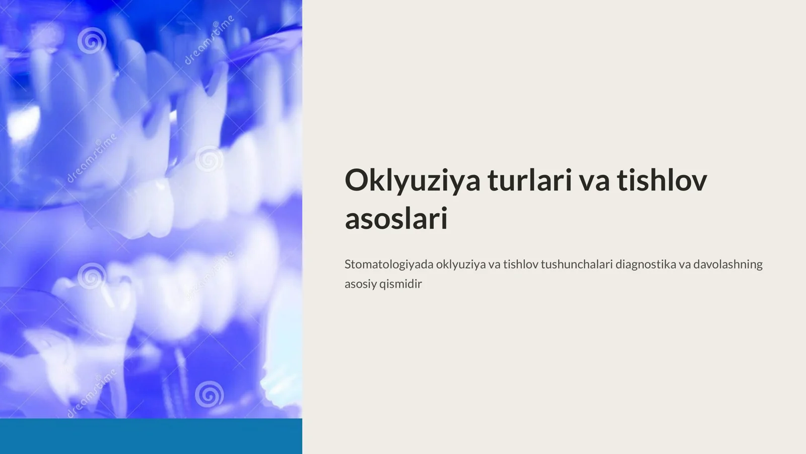 Oklyuziya turlari: markaziy, lateral, oldingi. Markaziy okklyuziyani belgilari. Tishlov. Tishlov turlari.