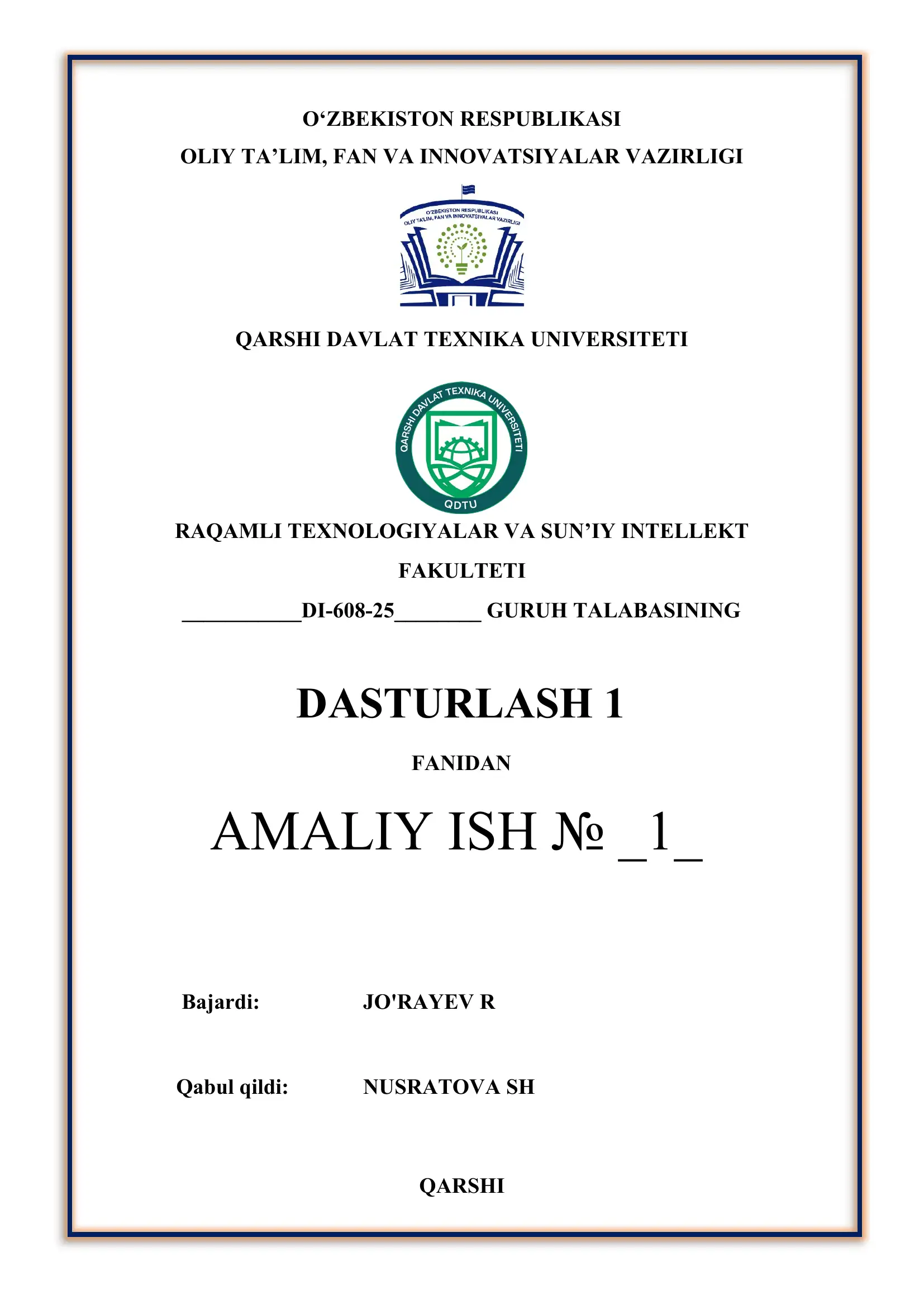 Chiziqli tuzilmali algoritmlarni tavsiflash, C++ tilida dasturlashtirish va kompyuterda hisoblashlar o‘tkazish