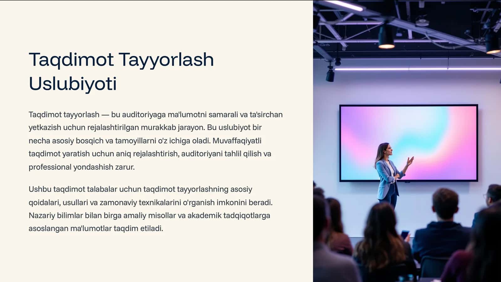 Taqdimot Tayyorlash Uslubiyoti