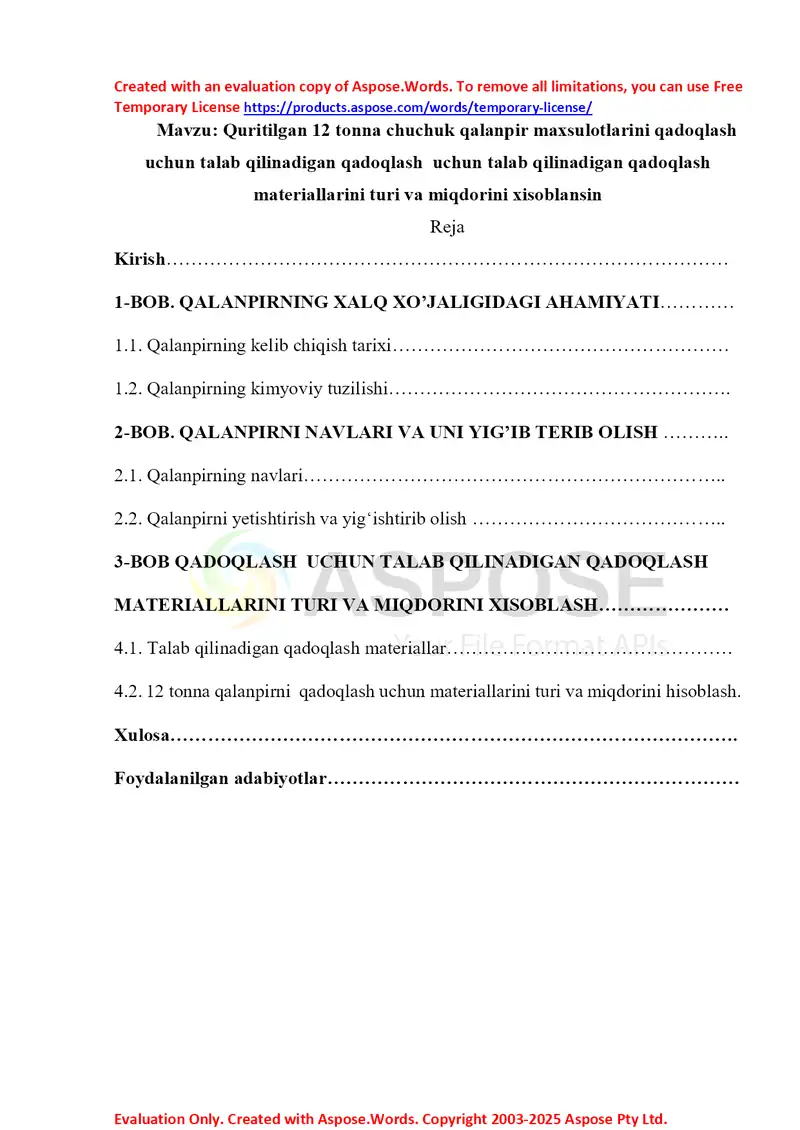 Quritilgan 12 tonna chuchuk qalampir maxsulotlarini qadoqlash uchun