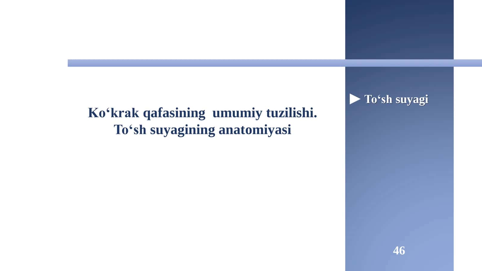 Doctors Team-ANATOMIYA!

To'sh suyagi va qovurg'alar anatomiyasi!

Muallif: Javohir Abdullayev

Saql