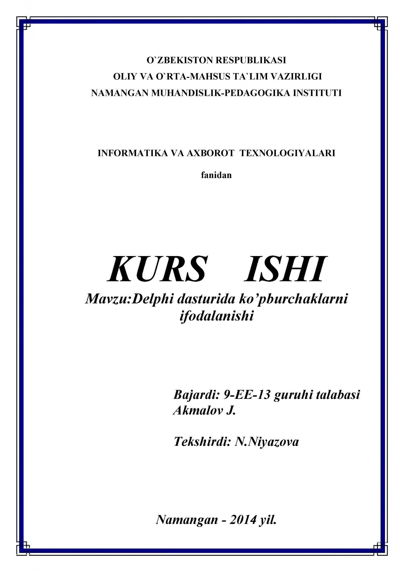 Delphi dasturida ko’pburchaklarni ifodalanishi