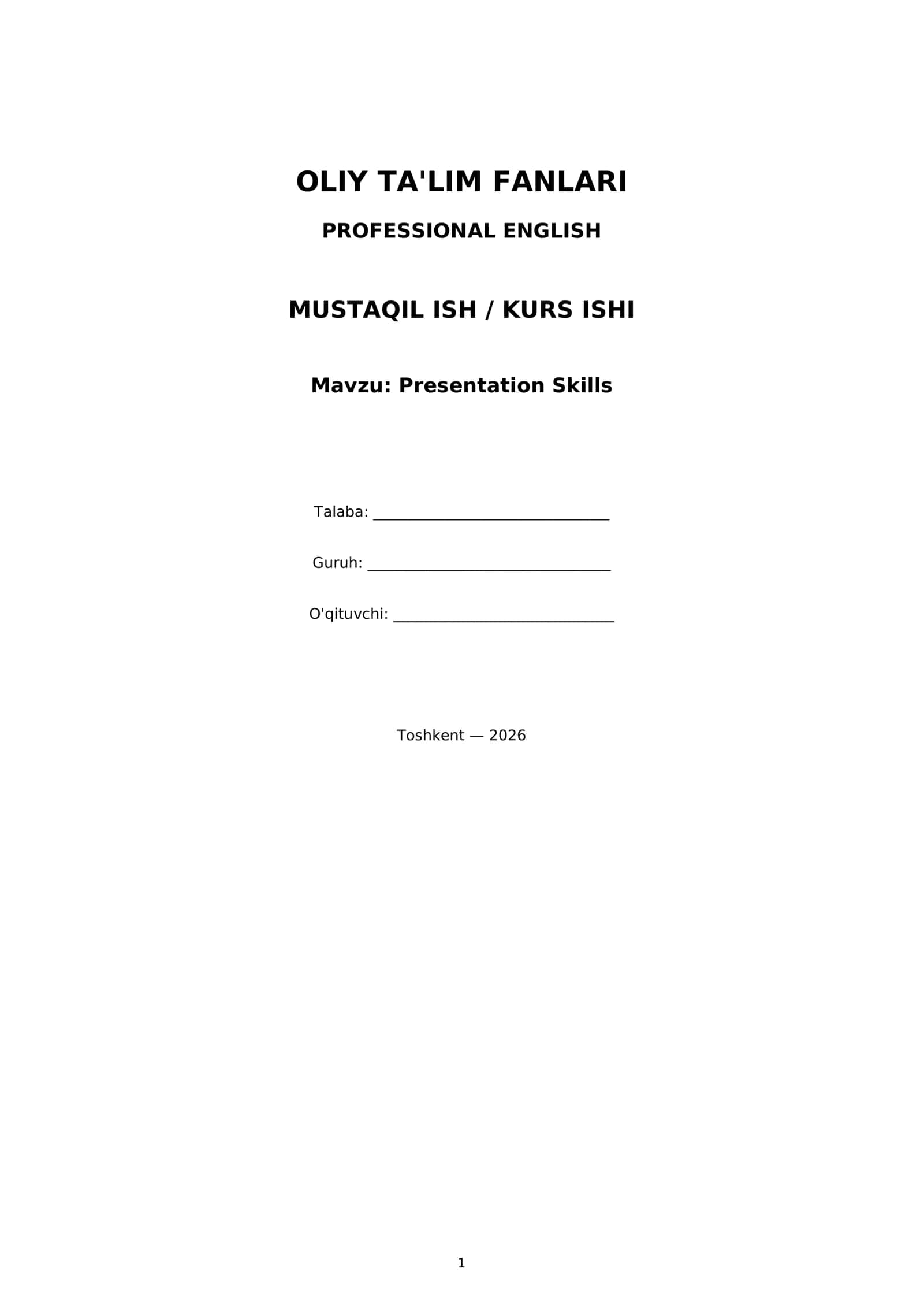Presentation Skills