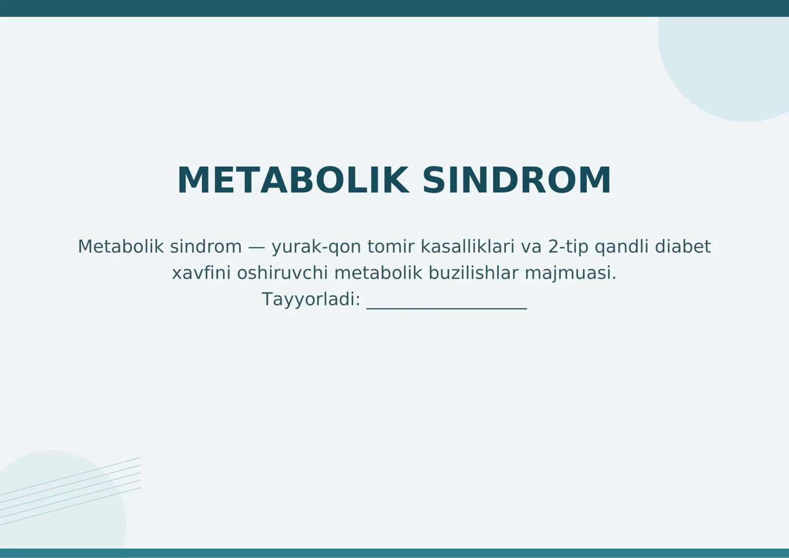 Metabolik sindrom