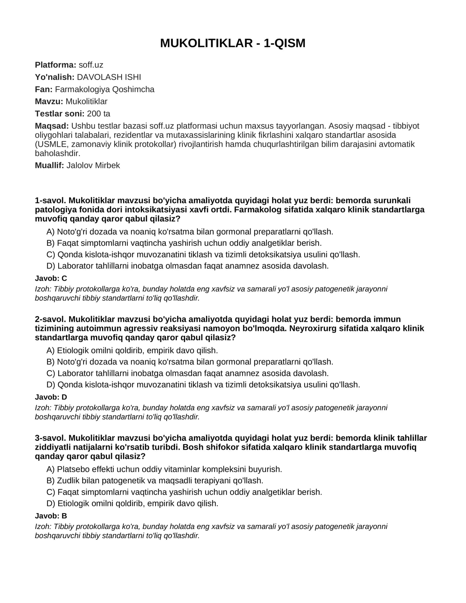 MUKOLITIKLAR - 1-QISM