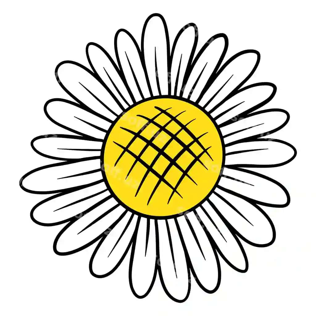 Oq romashka guli stiker dizayn elementi | White daisy flower sticker design element